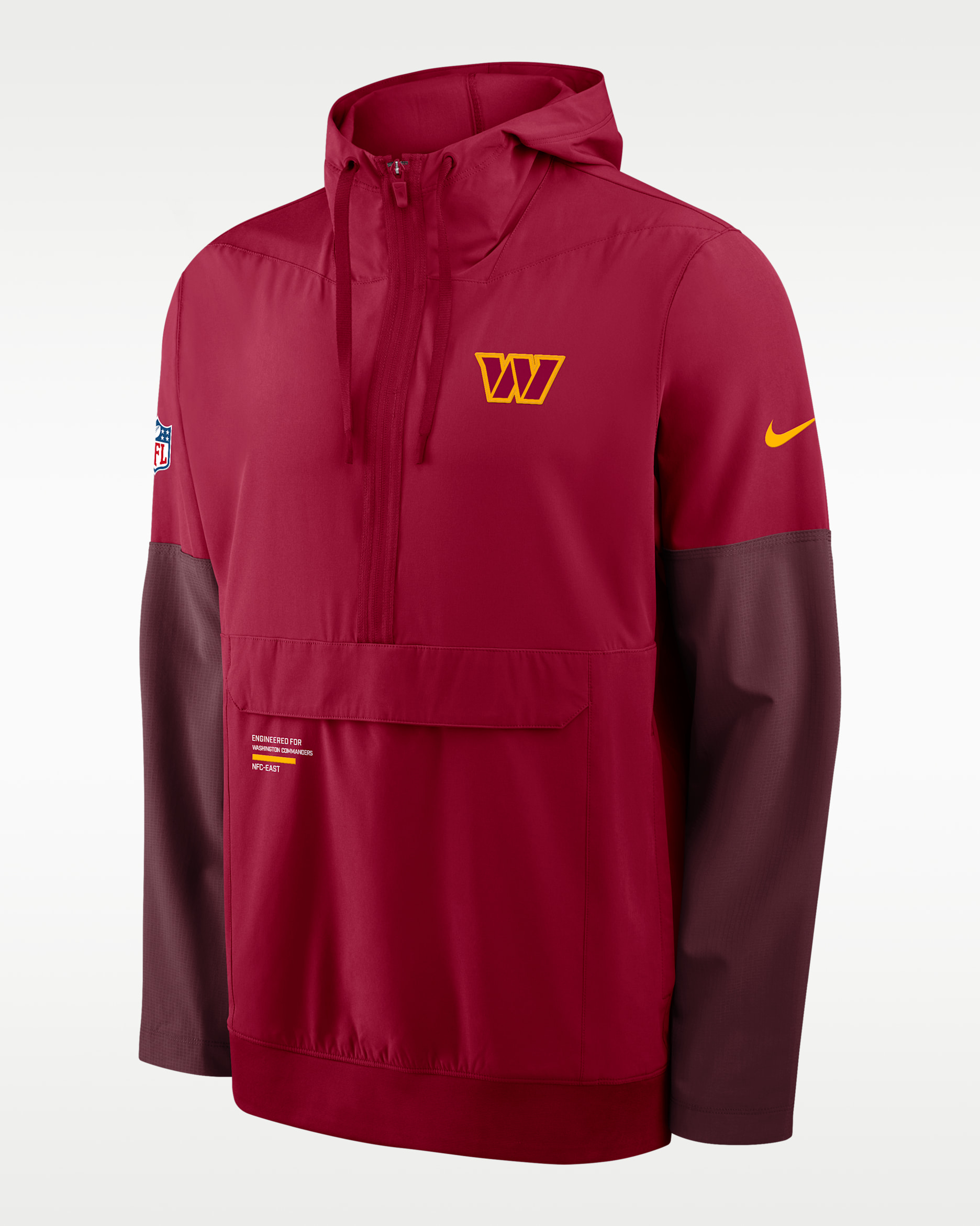 Chamarra Nike de la NFL con gorro de medio cierre para hombre Washington Commanders Well Rounded Anorak - Burdeos