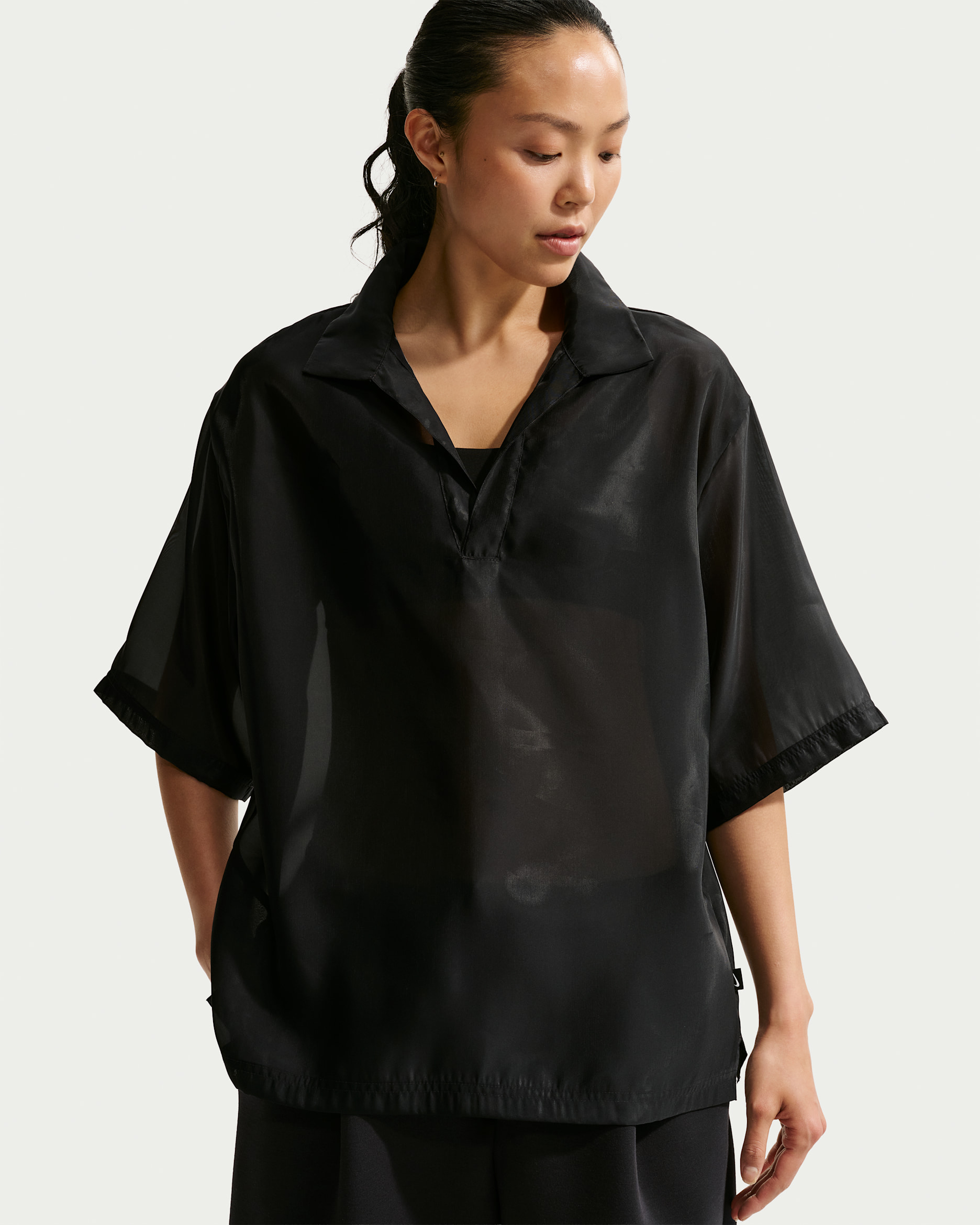 나이키 스포츠웨어 여성 오버사이즈 시어 탑 - 블랙/세일