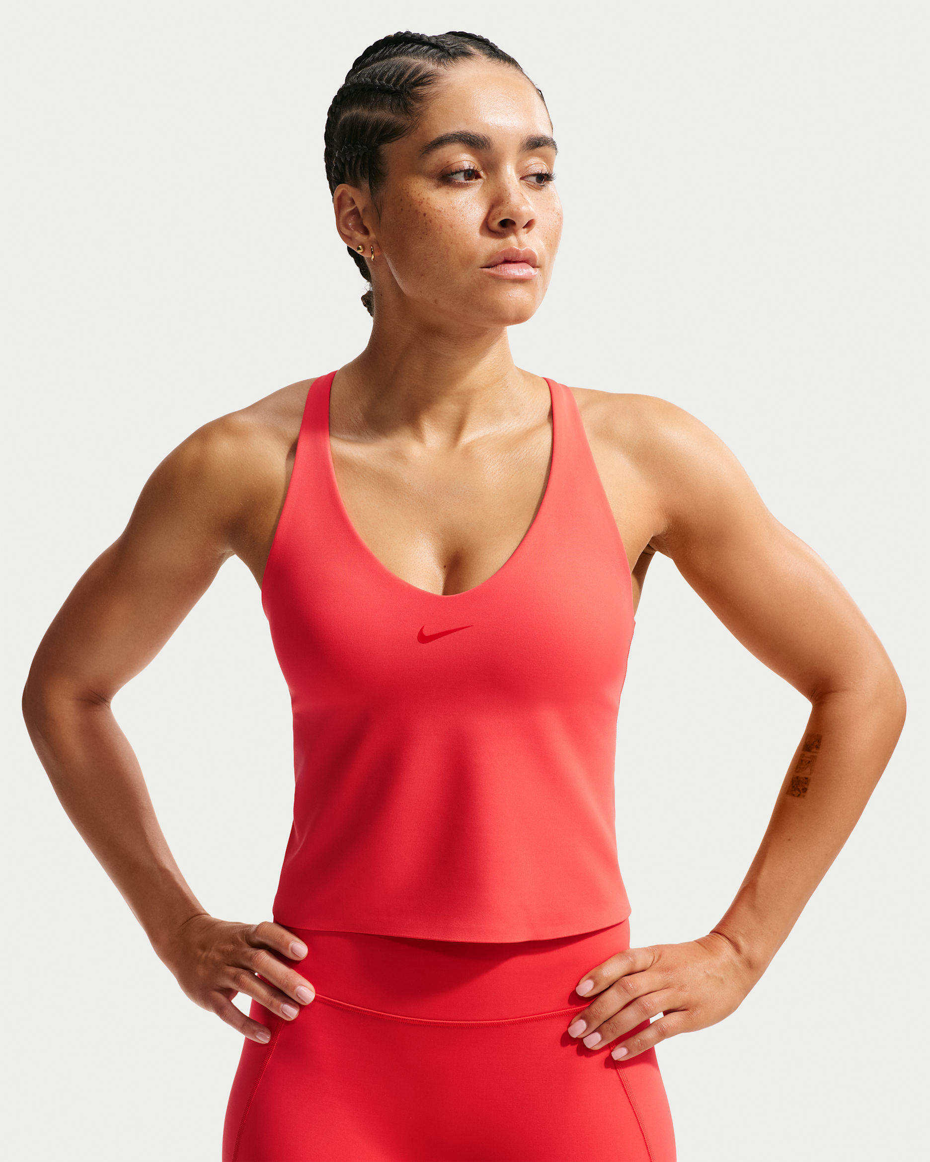 Nike Universa Women's Medium-Support Padded Sports Bra Tank - Light Crimson/University Red/University Red