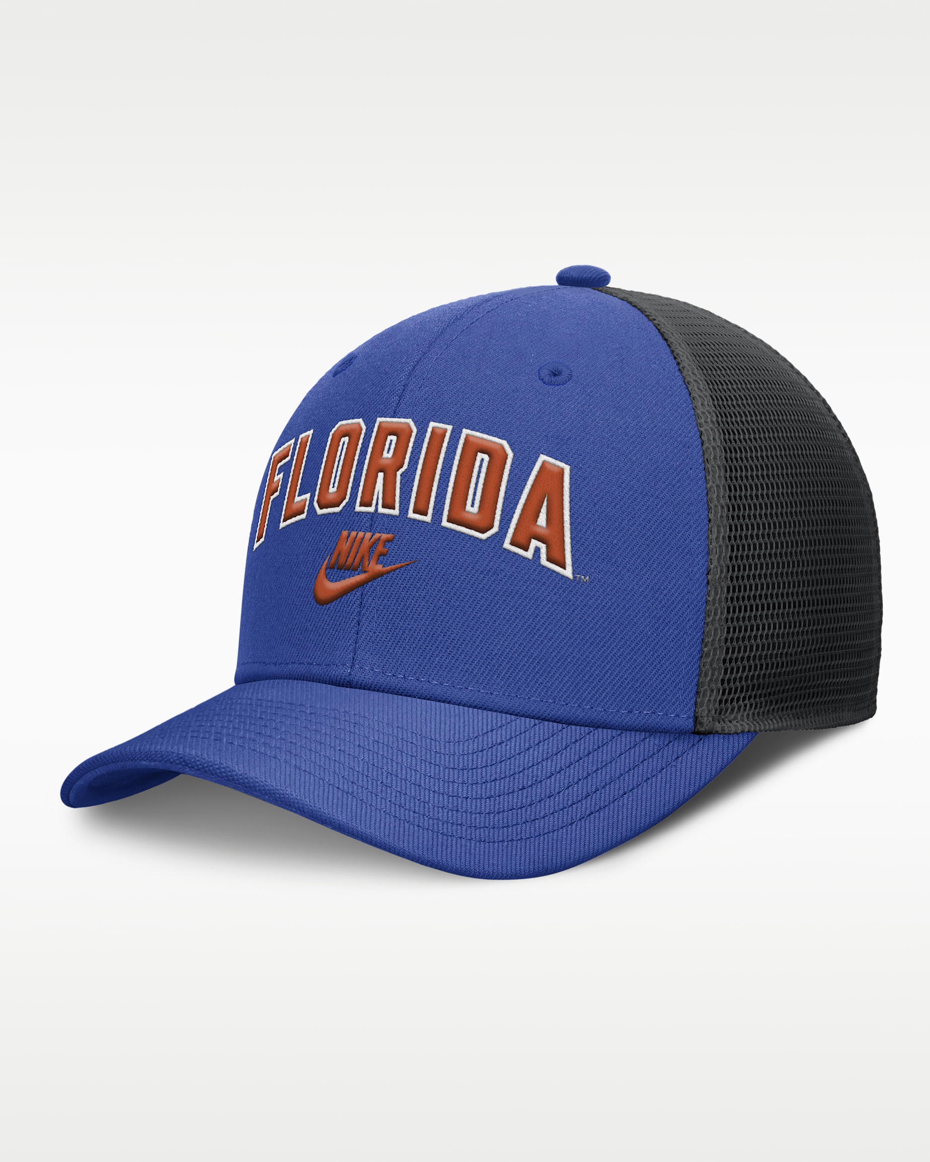 Florida Legacy Arch Rise Men's Nike Dri-FIT College Trucker Adjustable Hat - Royal