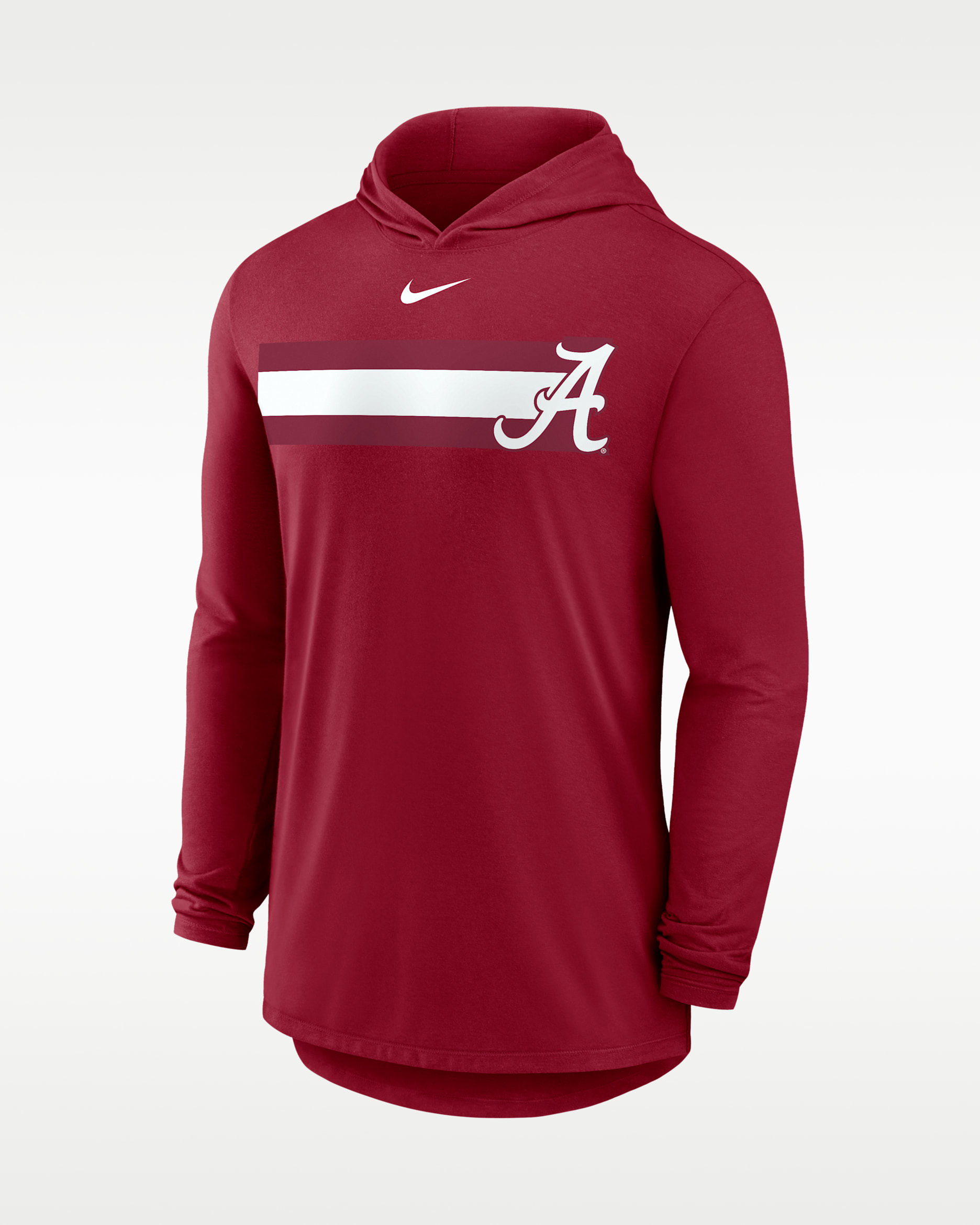 Playera universitaria de manga larga con gorro Nike Dri-FIT para hombre Alabama Primetime Pattern - Carmesí