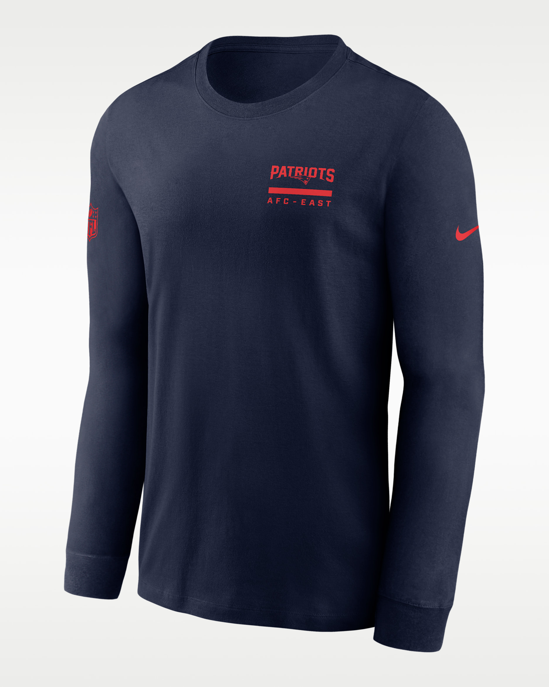 New England Patriots Sideline Team Issue Men's Nike Dri-FIT NFL Long-Sleeve T-Shirt - Navy