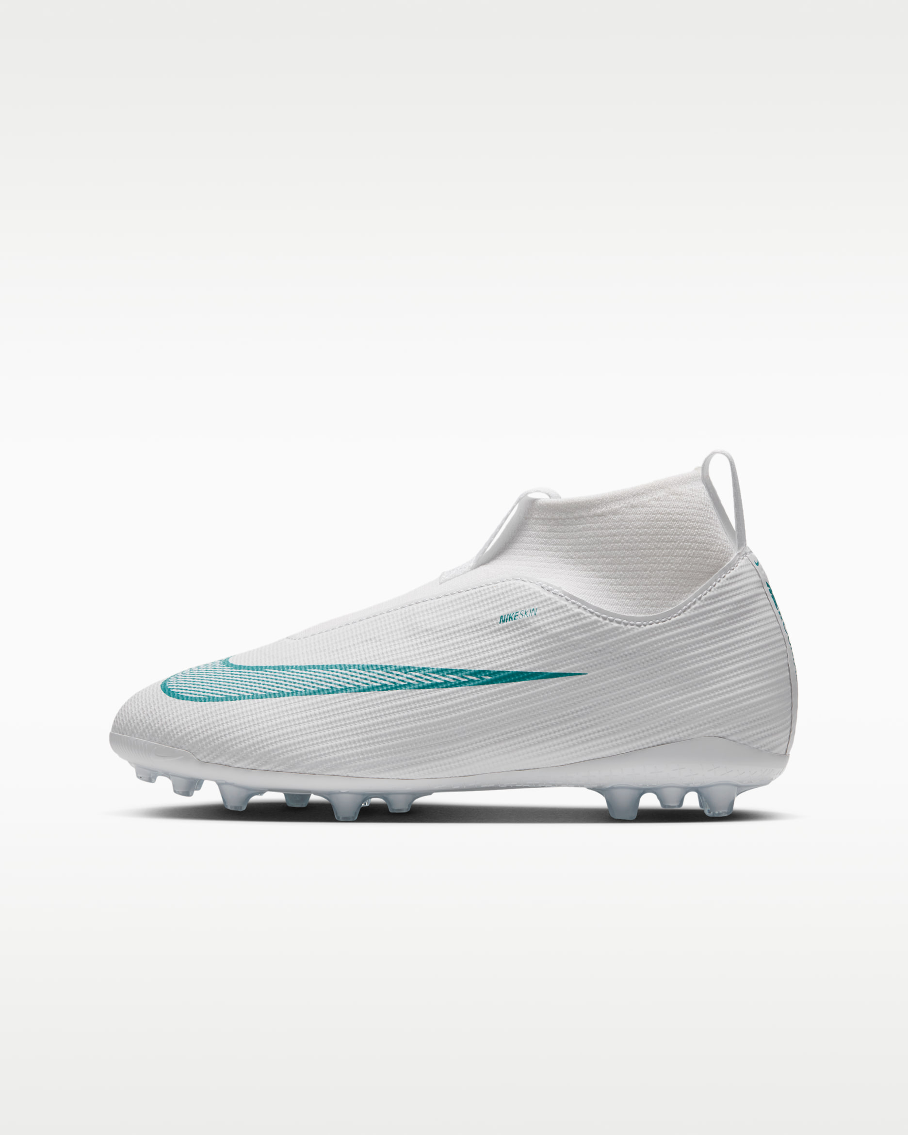 Nike Jr. Mercurial Superfly 11 Academy Older Kids' Artificial-Grass High-Top Football Boots - White/Dusty Cactus
