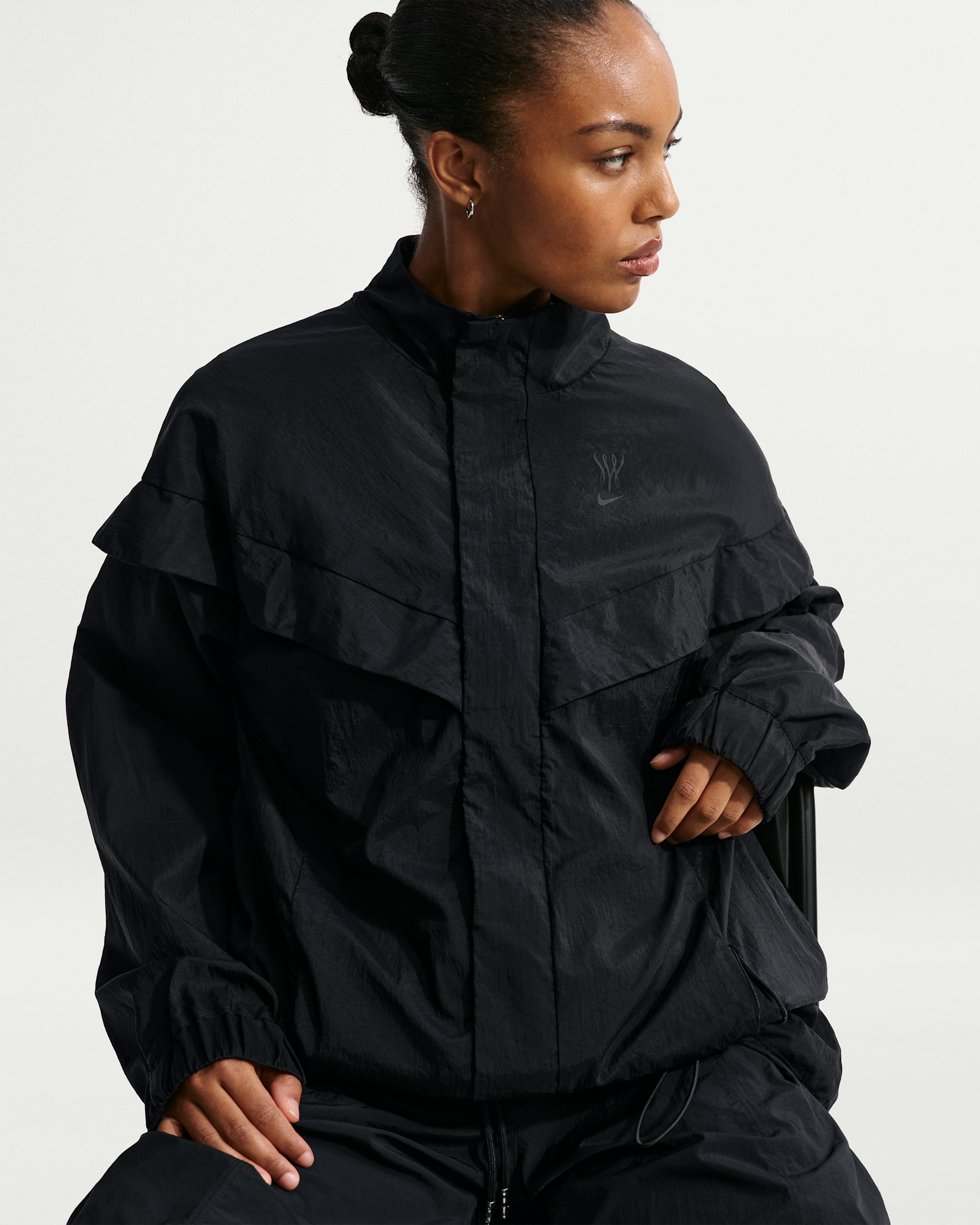 Chamarra holgada para mujer Serena Williams Design Crew - Negro/Negro/Negro