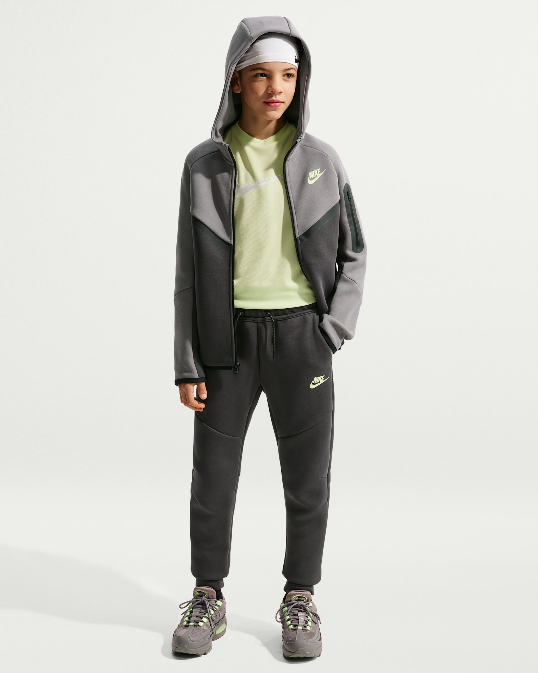 Pantalon de jogging Nike Sportswear Tech Fleece pour ado - Anthracite/Noir/Light Liquid Lime