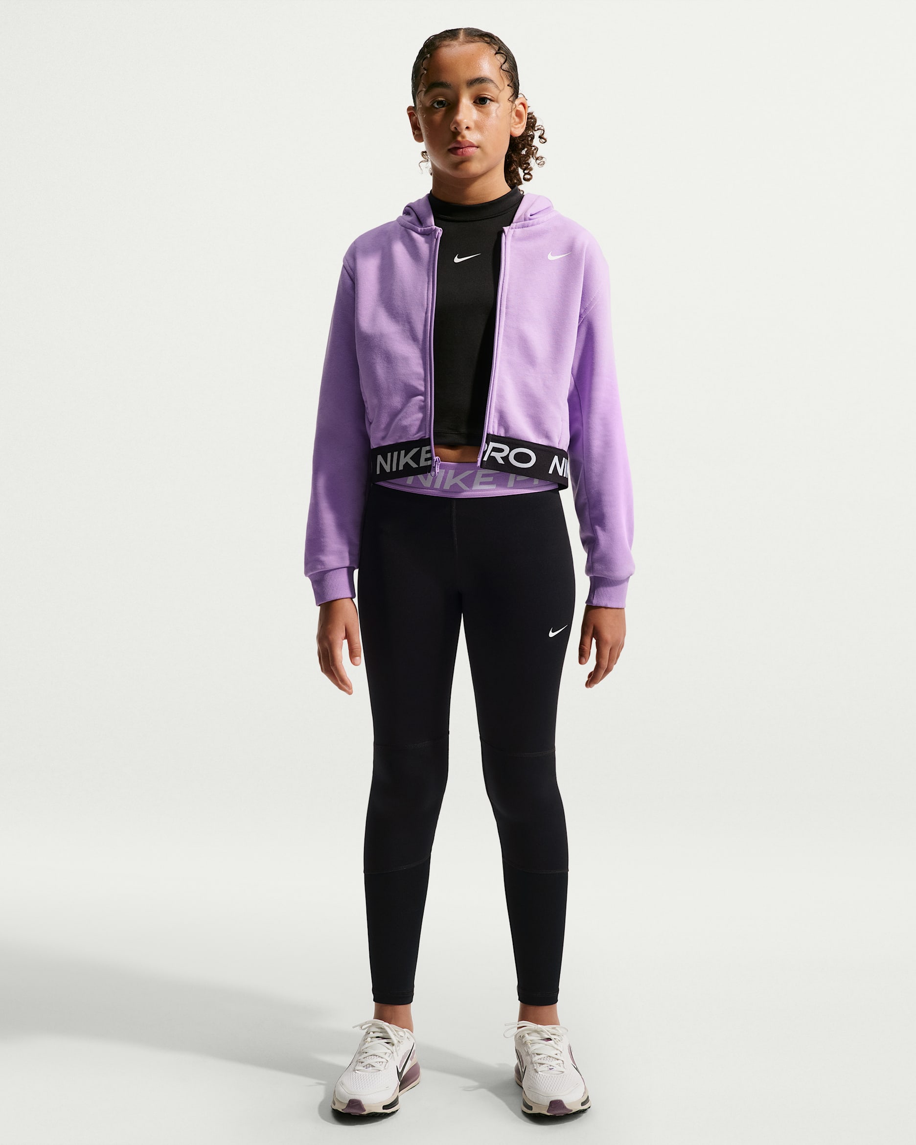 Leggings Nike Pro Dri-FIT för ungdom (tjejer) - Svart/Violet Star/Vit