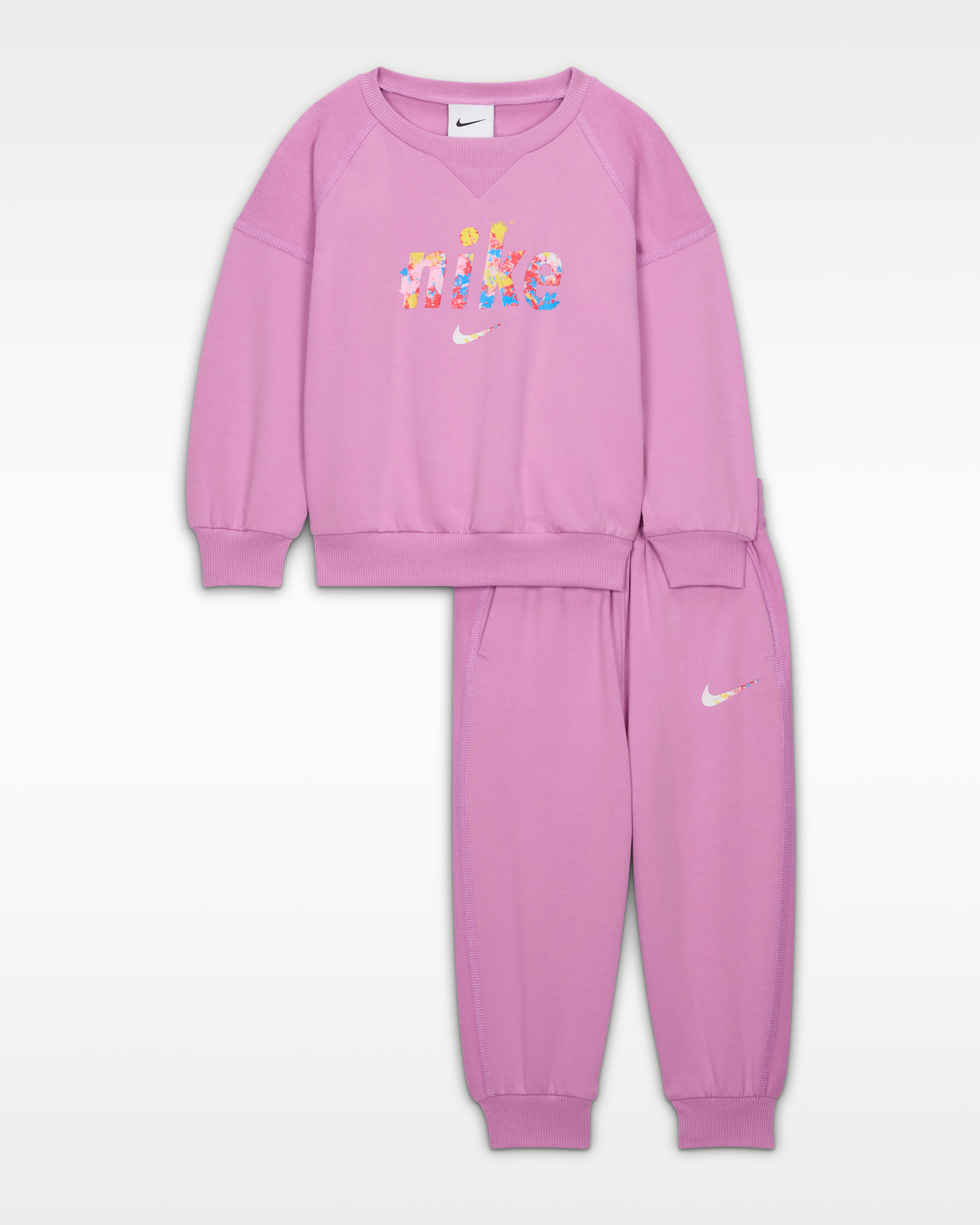 나이키 E1D1 베이비(12~24개월) 프렌치 테리 투피스 그래픽 크루 세트 - 라이트 마젠타
