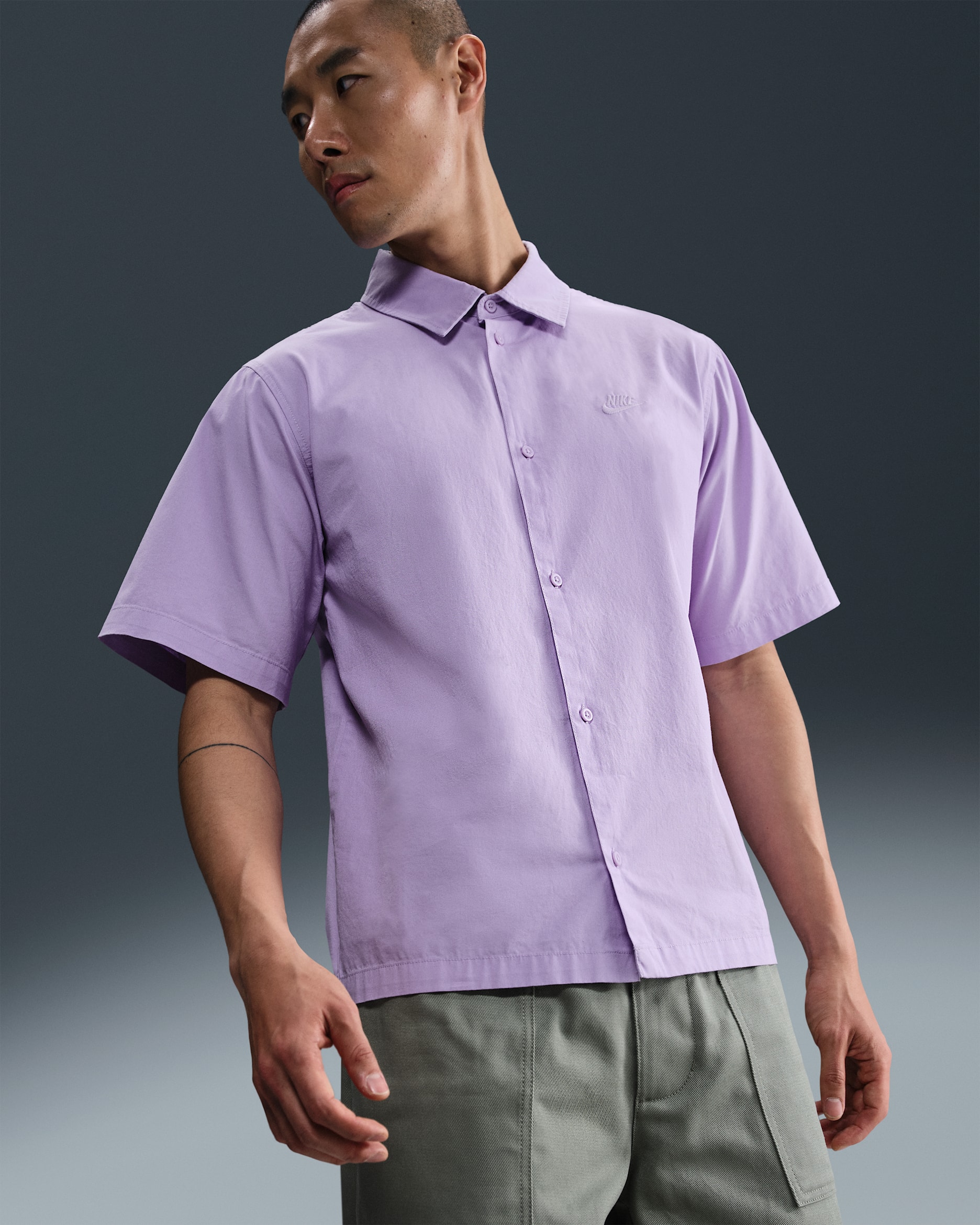 Nike Club Men's Short-Sleeve Button-Down Shirt - Hydrangeas/Hydrangeas