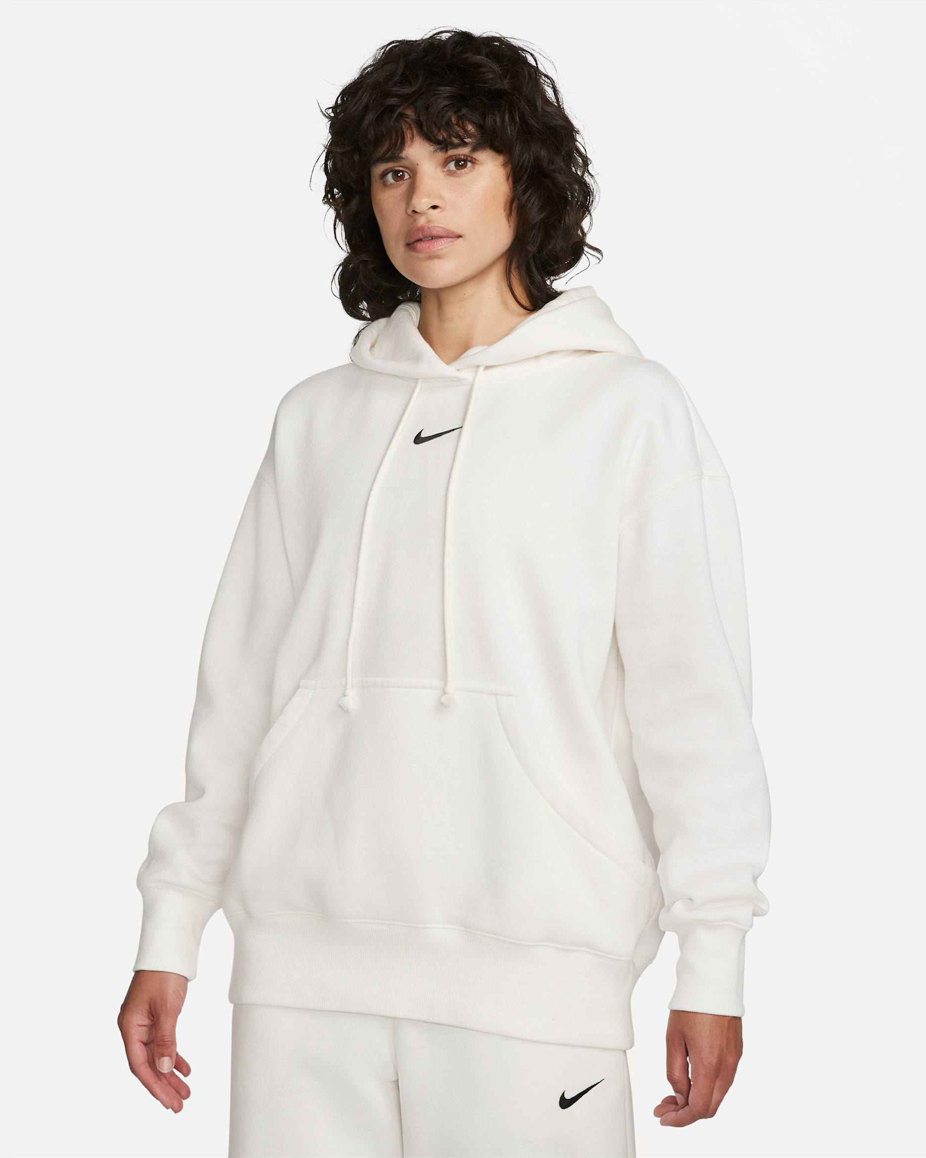 Sudadera con gorro sin cierre oversized para mujer Nike Sportswear Phoenix Fleece - Vela/Negro