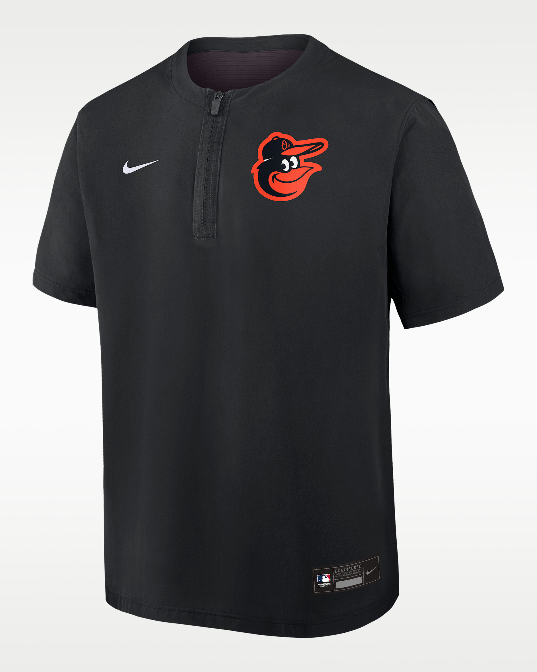 Baltimore Orioles Authentic Collection Men's Nike Dri-FIT MLB 1/4-Zip Short-Sleeve Windshirt - Black