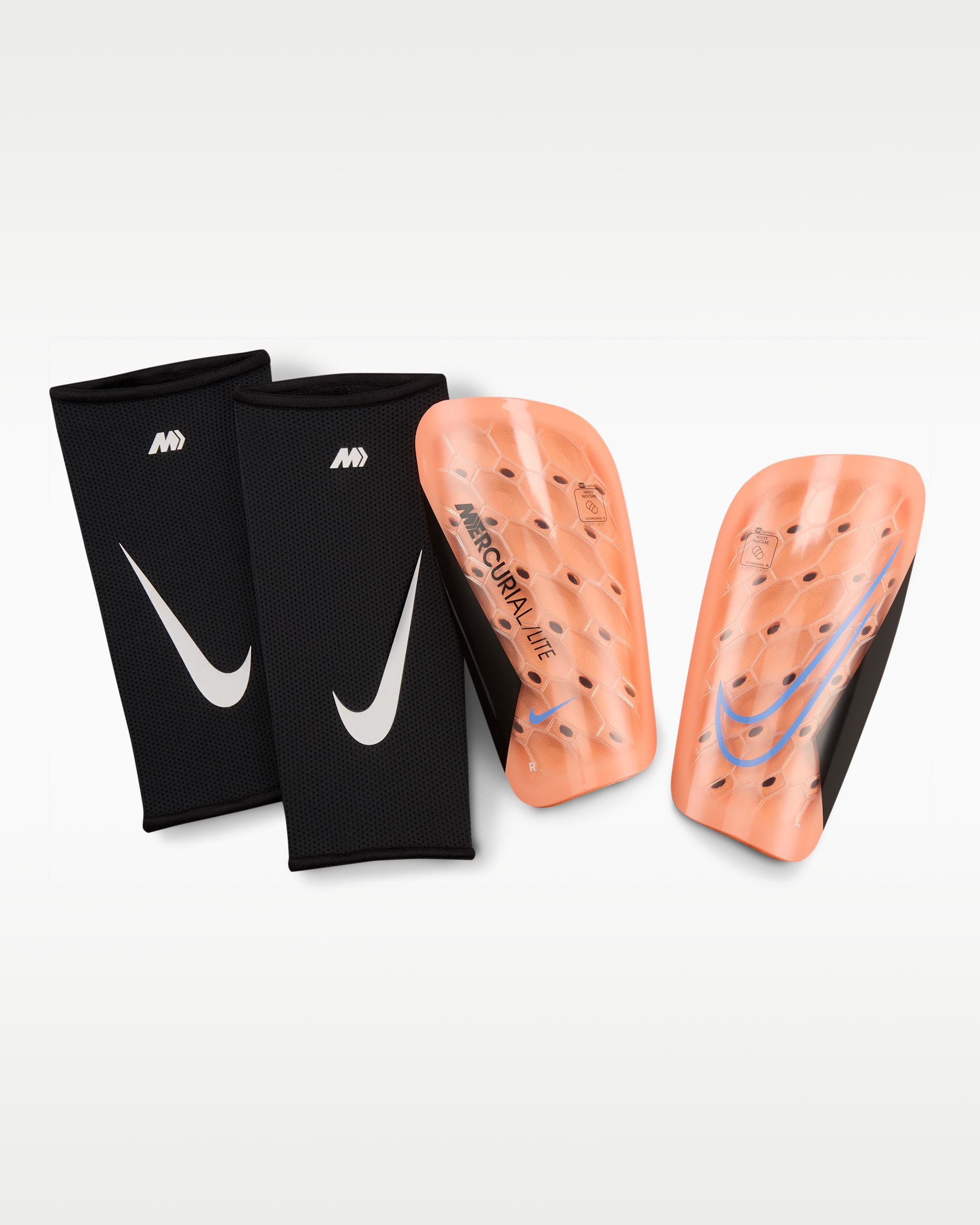 Nike Mercurial Lite Soccer Shin Guards - Orange Pulse/Black/Royal Pulse