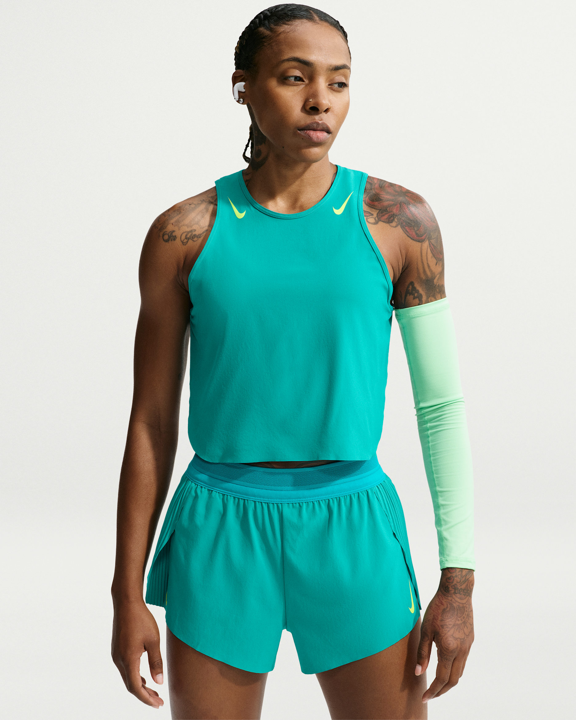 Nike AeroSwift Women's Dri-FIT ADV Cropped Running Tank Top - Energy/Lemon Venom