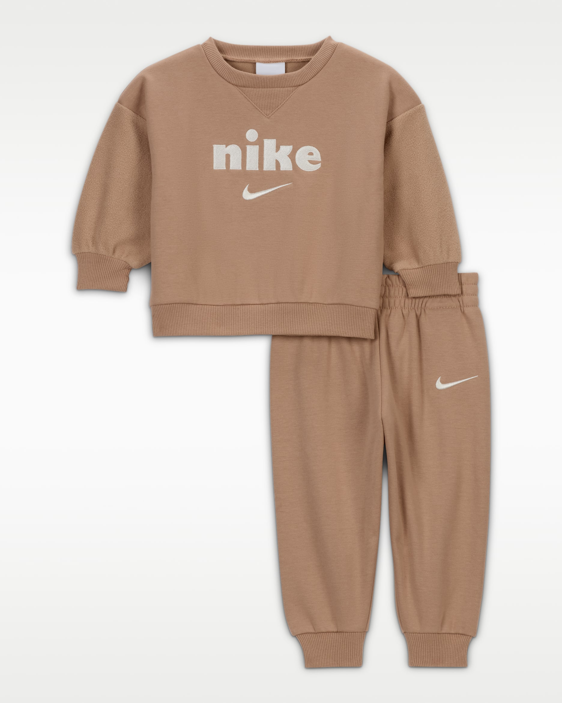Nike Cozy Comfort Baby (12-24M) 2-Piece Crew Set - Hemp