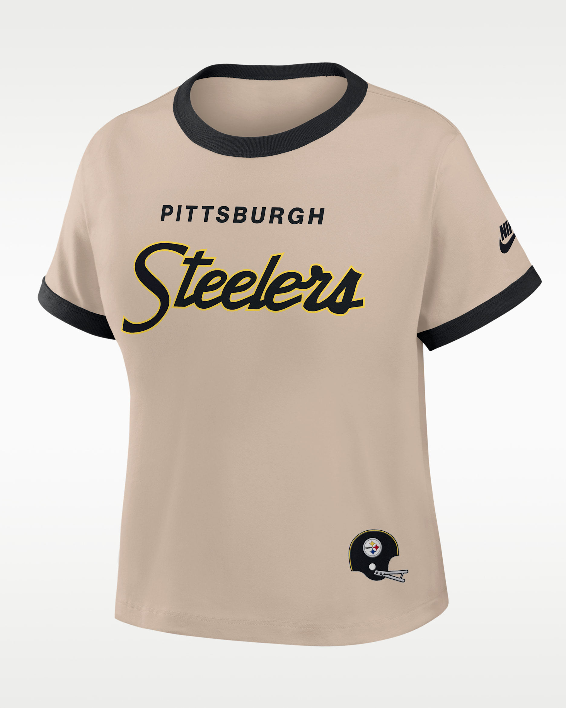 Pittsburgh Steelers Rewind Ringer Mod Women's Nike NFL Cropped T-Shirt - Cream
