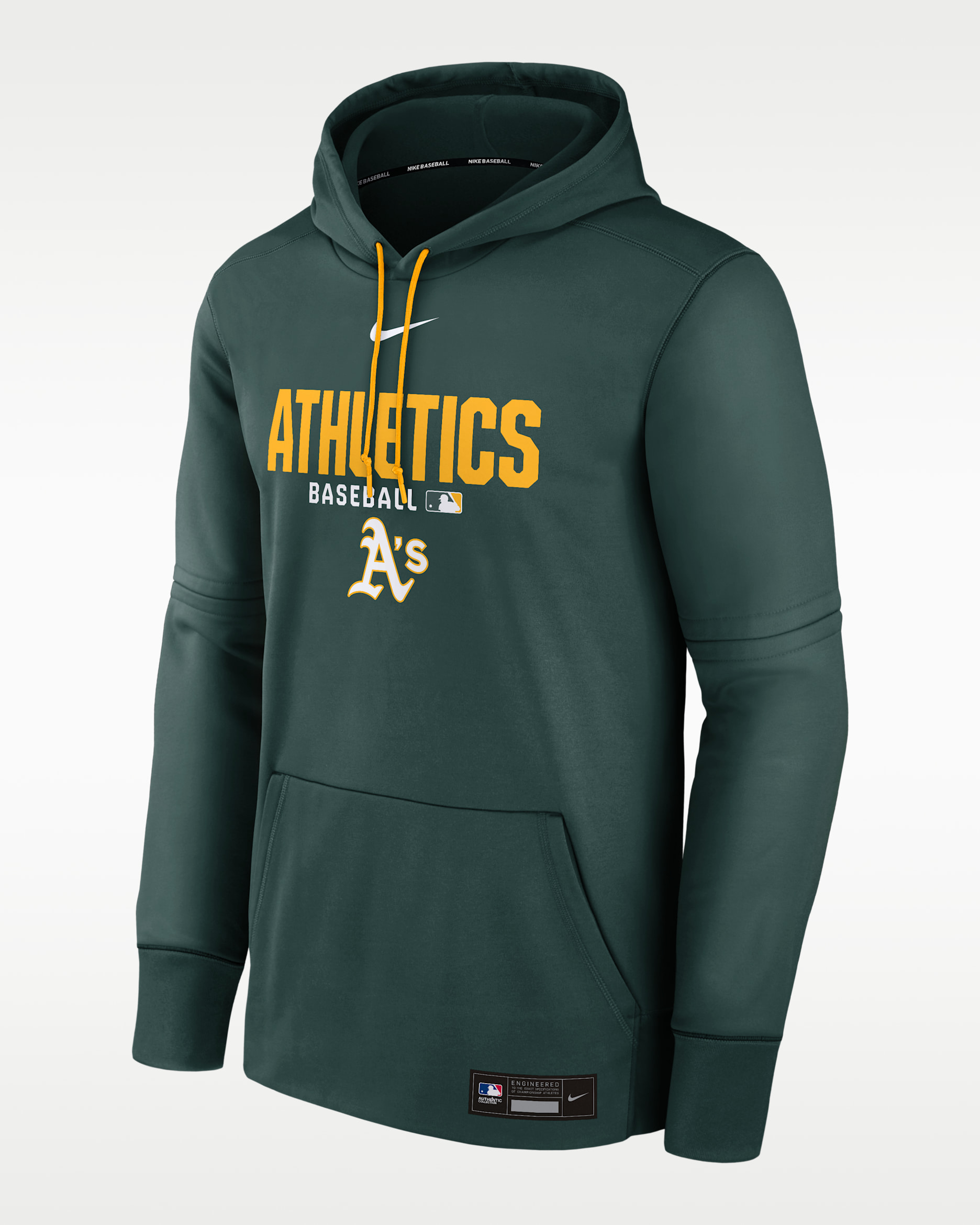 Athletics Authentic Collection Men's Nike Therma MLB Pullover Hoodie - Pro Green