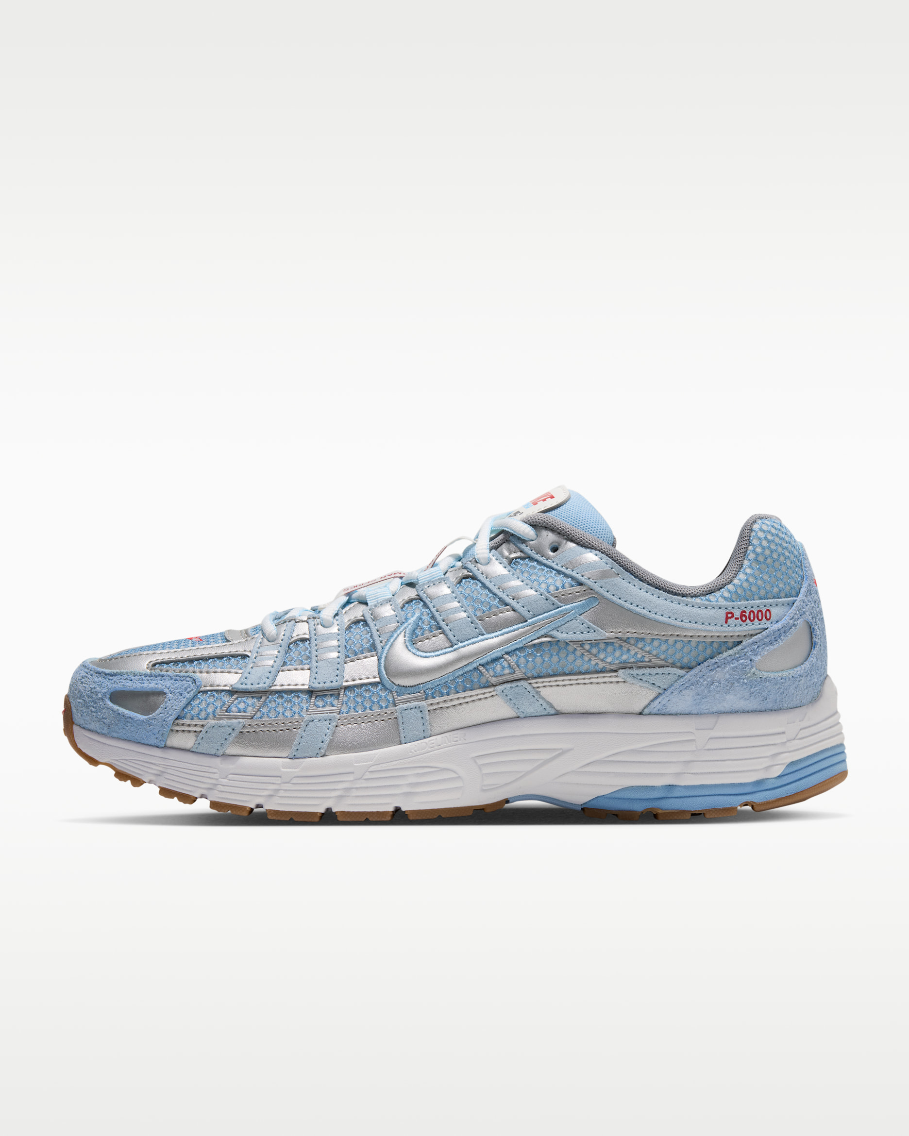 Tenis para hombre Nike P-6000 - Azul suave/Blanco cumbre/Azul marino medianoche/Plata metalizado