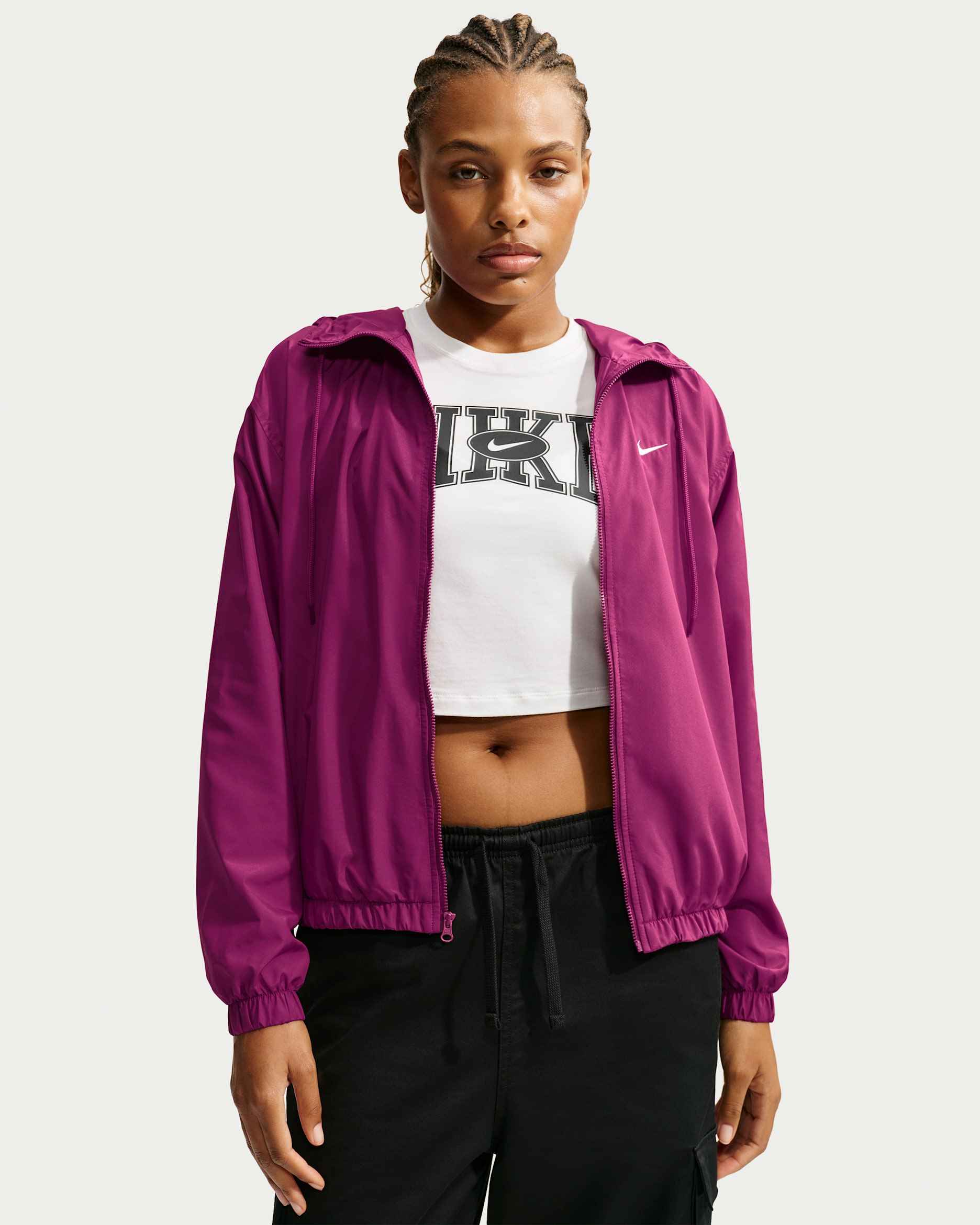 Nike Sportswear Women's Loose Hooded UV Jacket - True Berry/Sail
