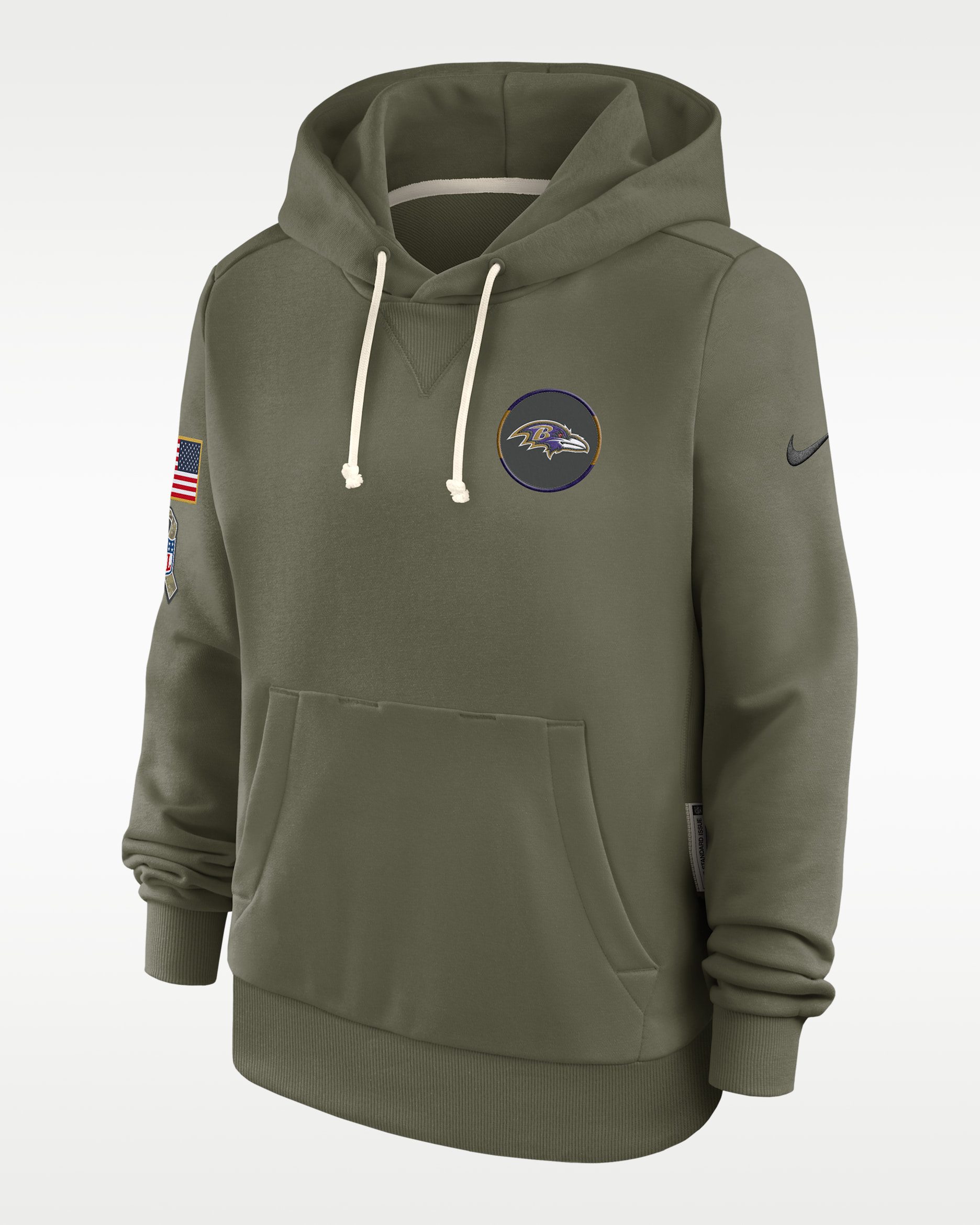 Baltimore Ravens Salute to Service Sideline Women's Nike Dri-FIT NFL Pullover Hoodie - Olive