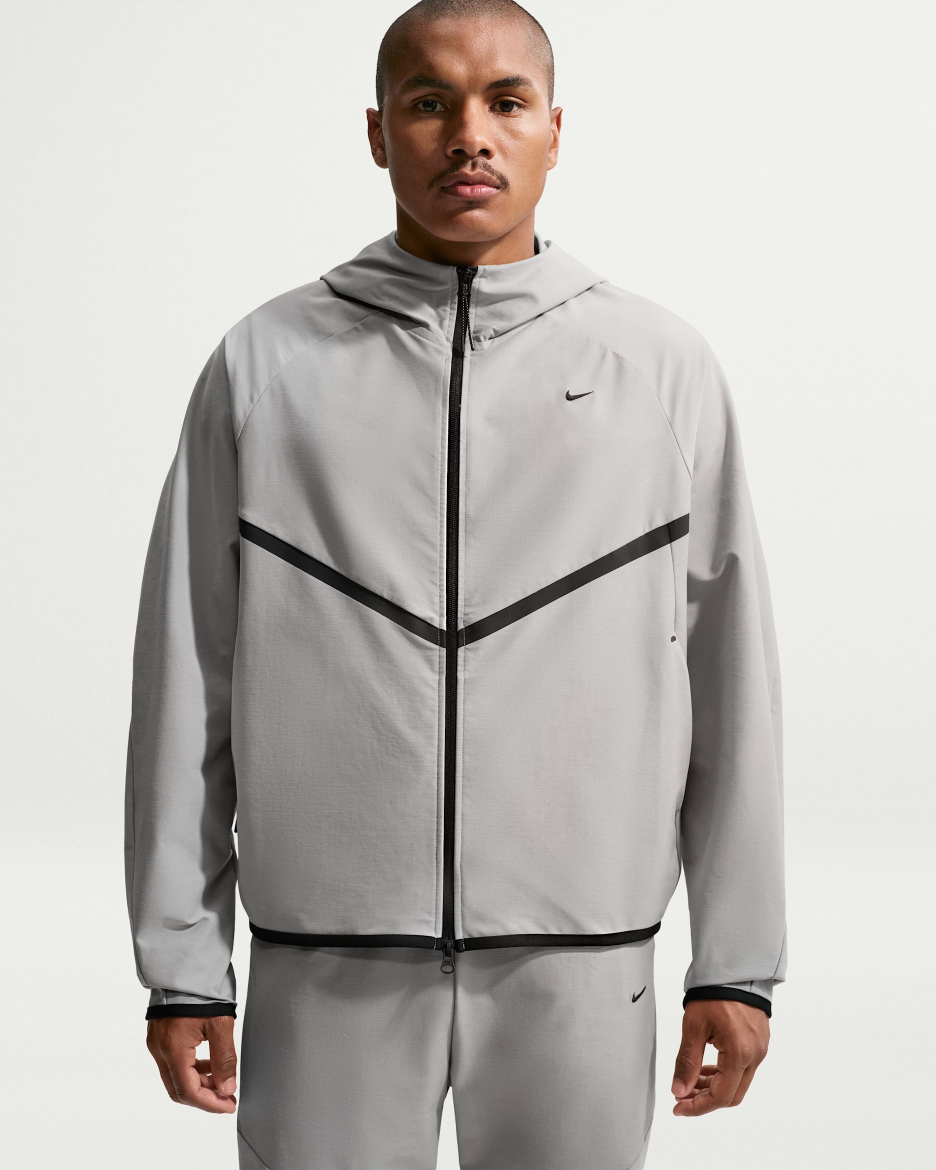 Nike Tech Men's Shori-Knit Full-Zip Windrunner Jacket - College Grey/Black