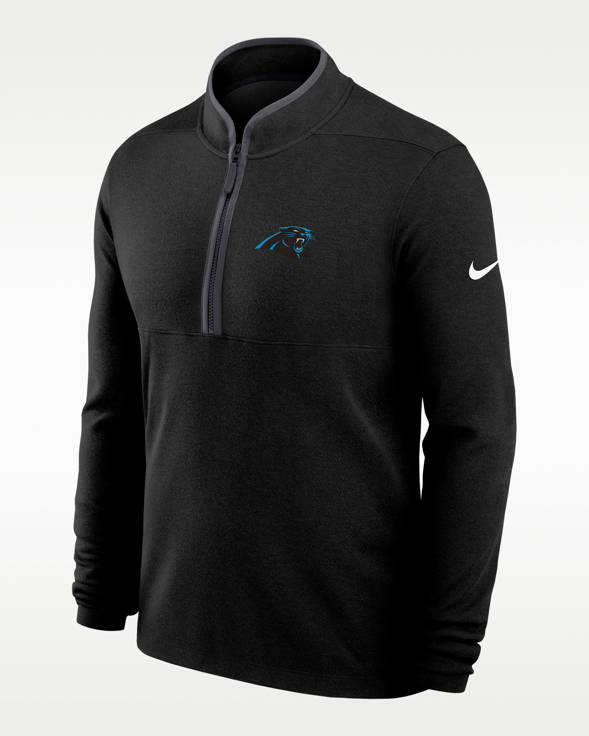 Carolina Panthers Logo Victory Men's Nike Dri-FIT NFL 1/2-Zip Long-Sleeve Top - Black