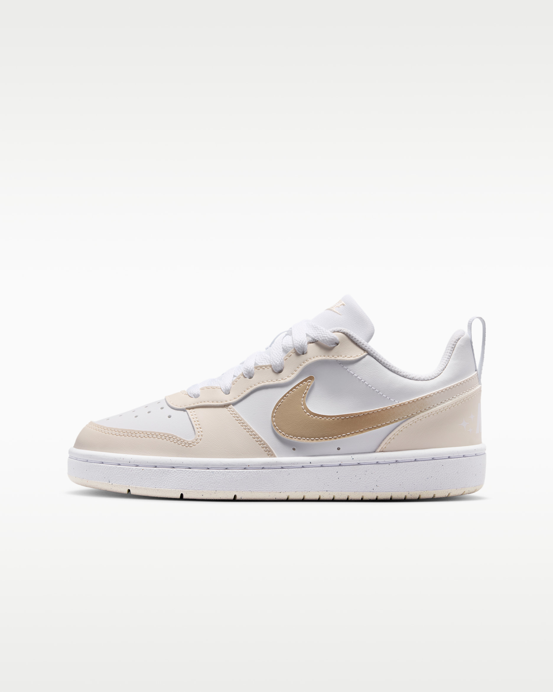 Nike Court Borough Low Big Kids' Shoes - White/Chalk/White/Shimmer