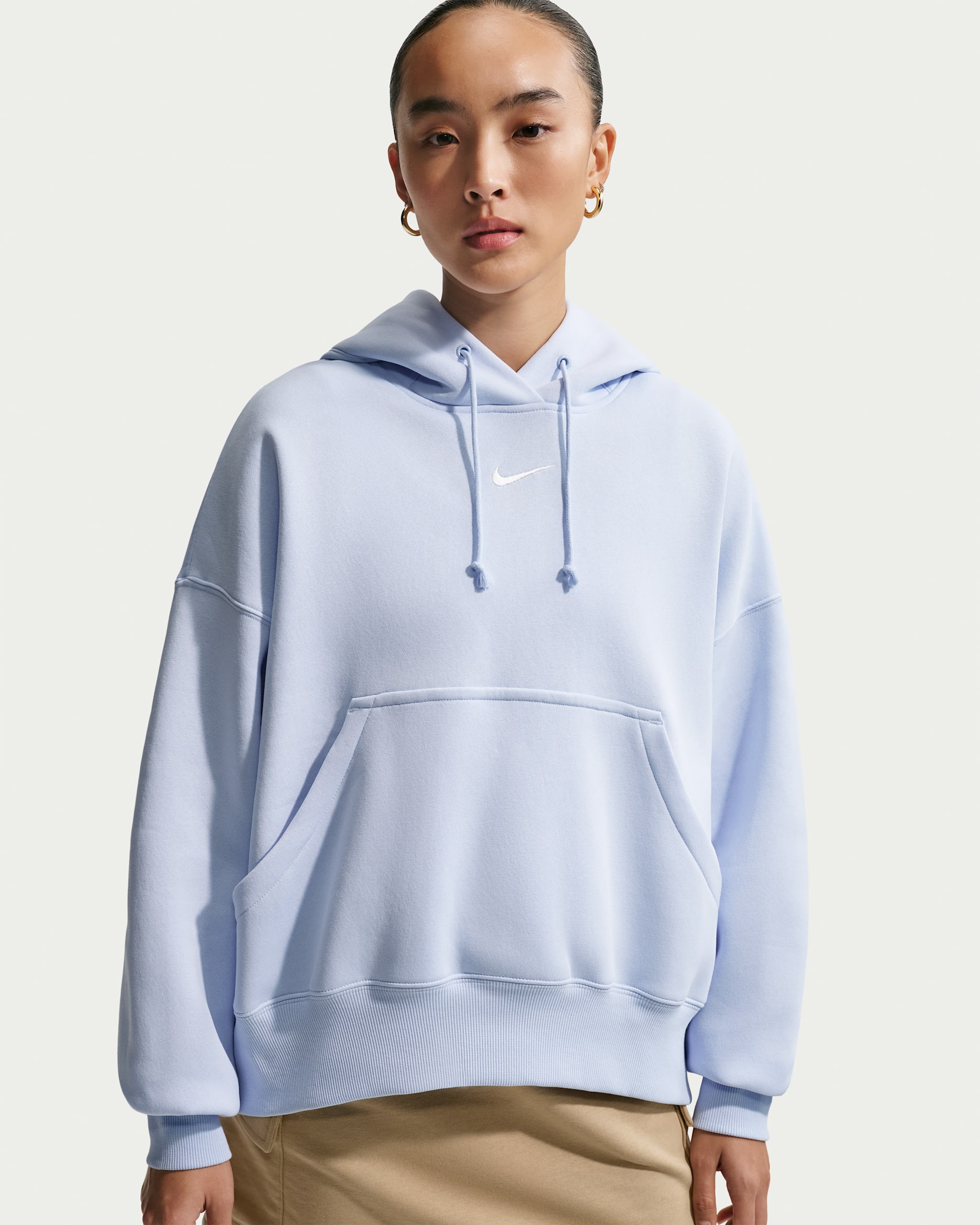 Sudadera con gorro sin cierre de tejido Fleece over-oversized para mujer Nike Sportswear Phoenix - Azul hidrógeno/Vela