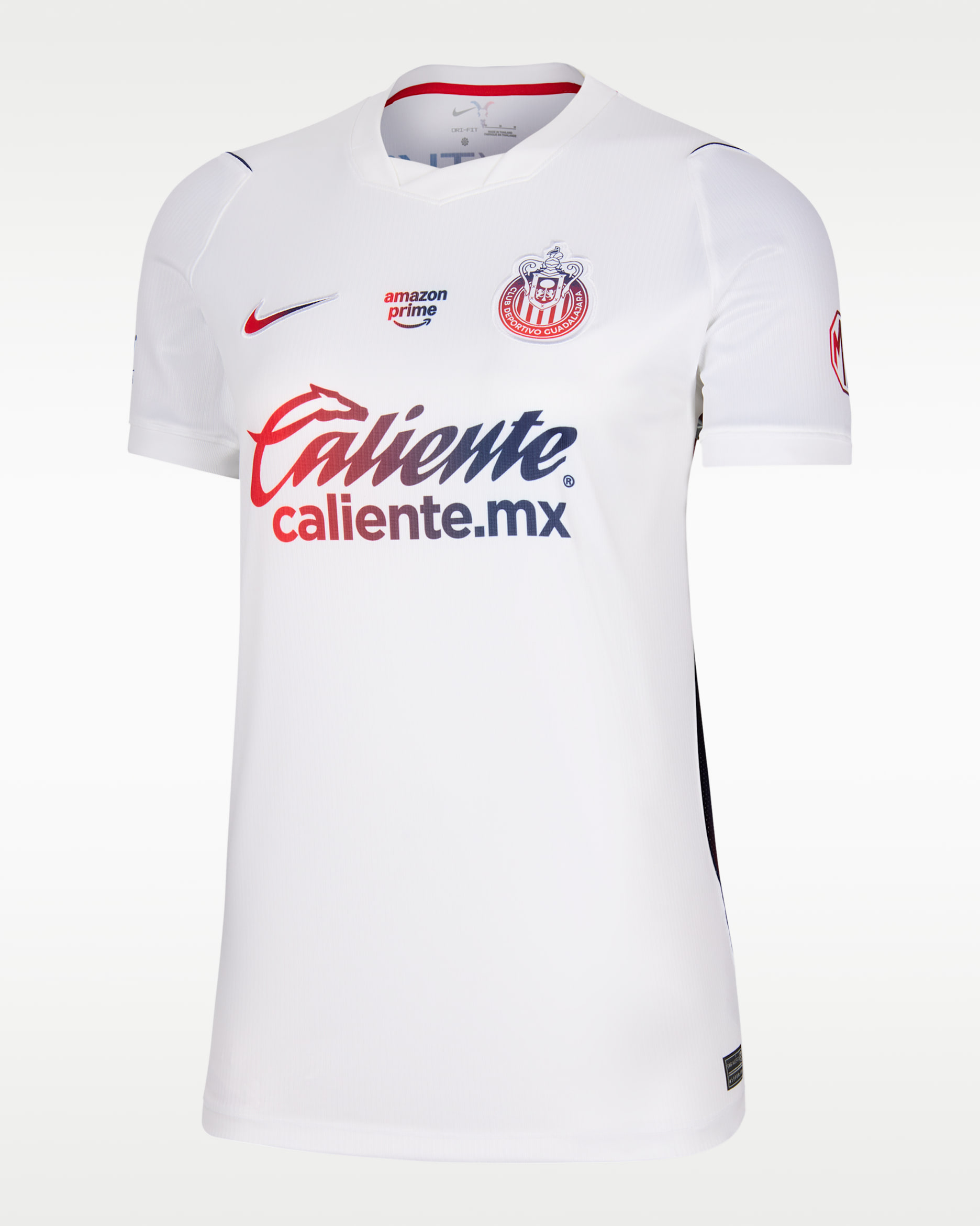Jersey de futbol Nike Dri-FIT Replica del C.D. Guadalajara visitante 2026/27 Stadium para mujer - Blanco/Azul fiel/Rojo velocidad