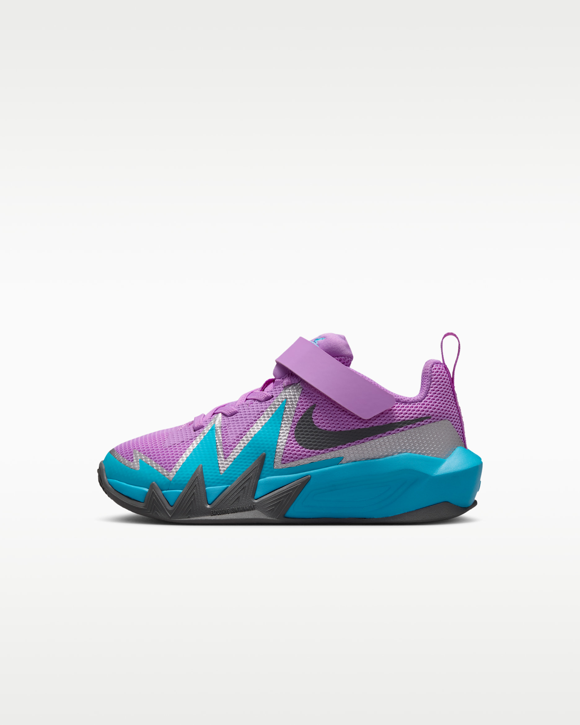 Nike S.T. Dynamite Little Kids' Basketball Shoe - Fuchsia Glow/Baltic Blue/Metallic Silver/Smoke Grey