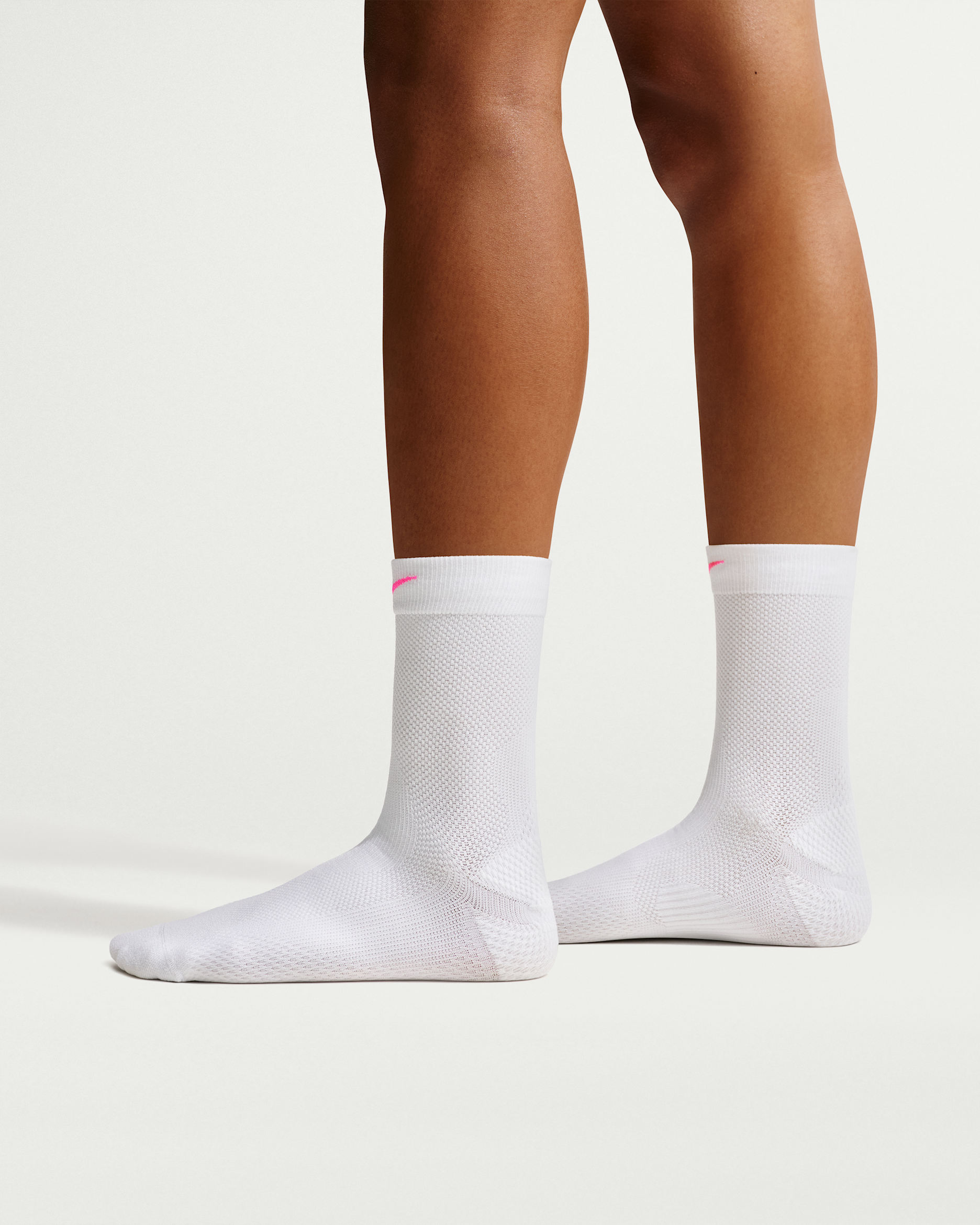 Nike Run Lightweight Running Micro-Crew Socks (1 Pair) - White/Black/Pure Platinum/Hyper Pink