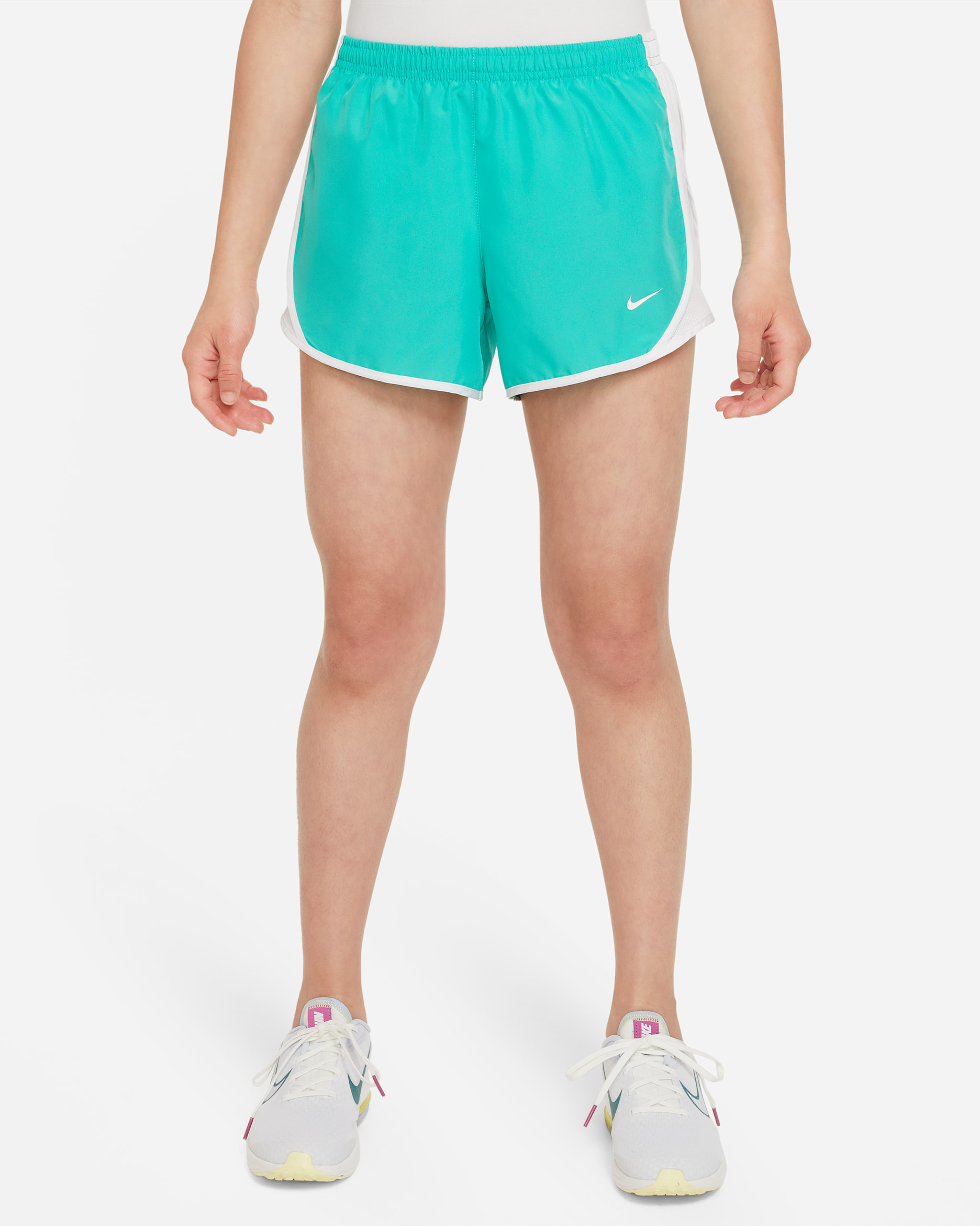 กางเกงวิ่งขาสั้น Dri-FIT เด็กโต Nike Tempo (หญิง) - Clear Jade II/ขาว/ขาว/ขาว