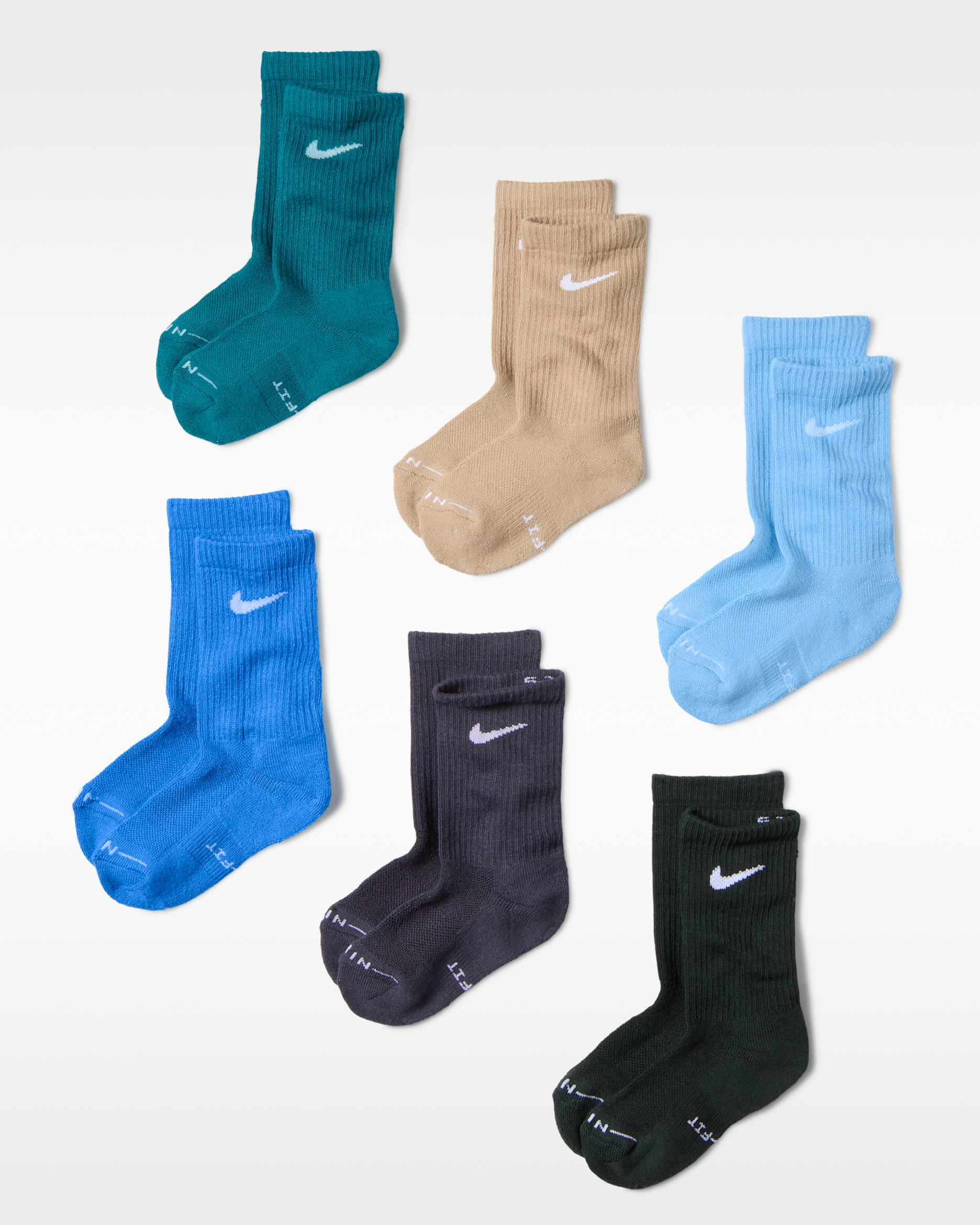 Nike Kids' Dri-FIT Elevated Everyday Crew Socks (6 Pairs) - Multi-Color