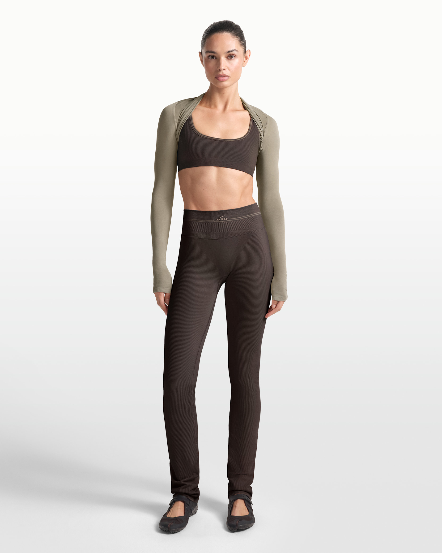 NikeSKIMS Ribbed Seamless Women's 34" Straight Leggings - NSKM PHOENIX/NSKM TRUFFLE
