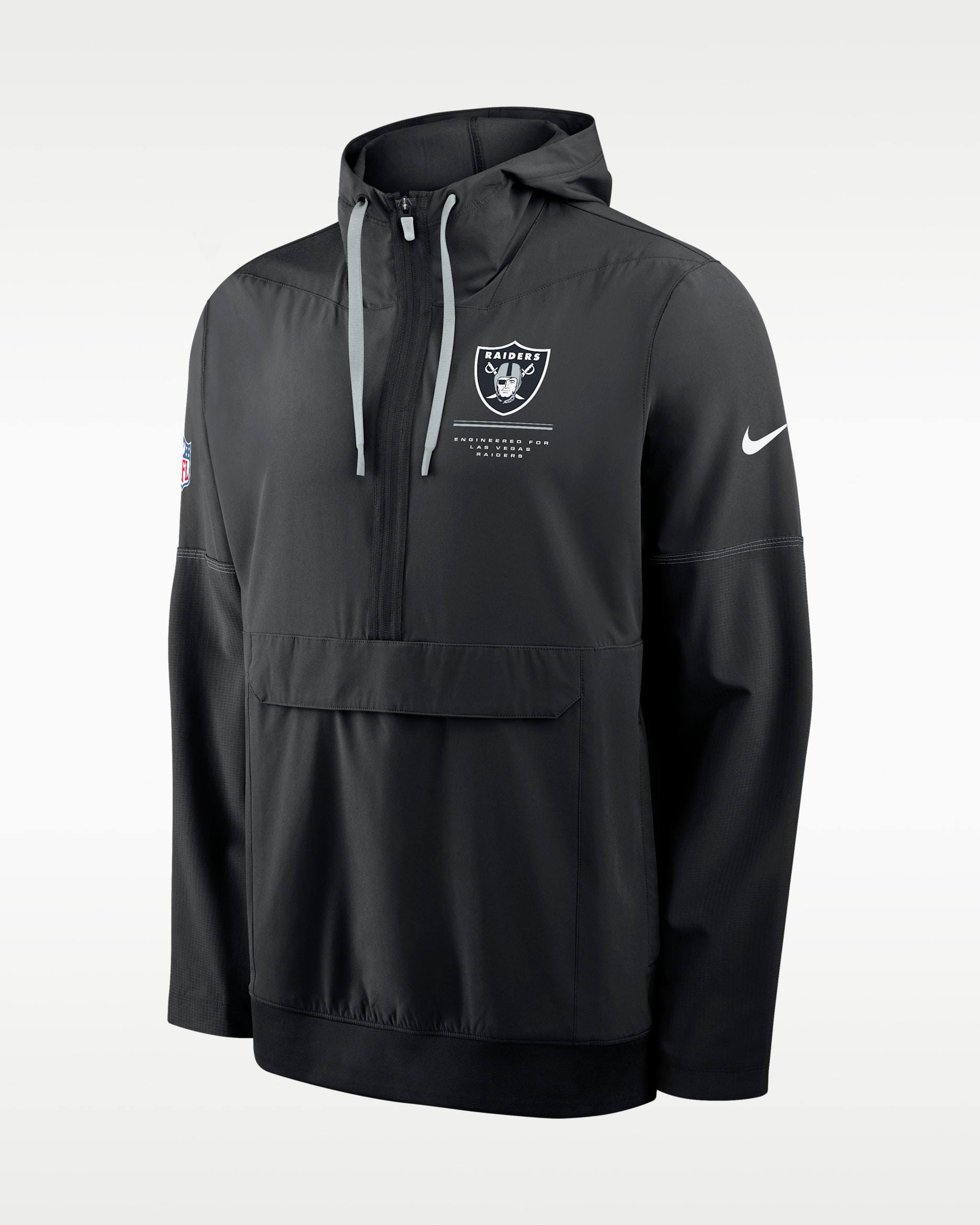 Chamarra Nike de la NFL de medio cierre con gorro para hombre Las Vegas Raiders Sideline Anorak - Negro