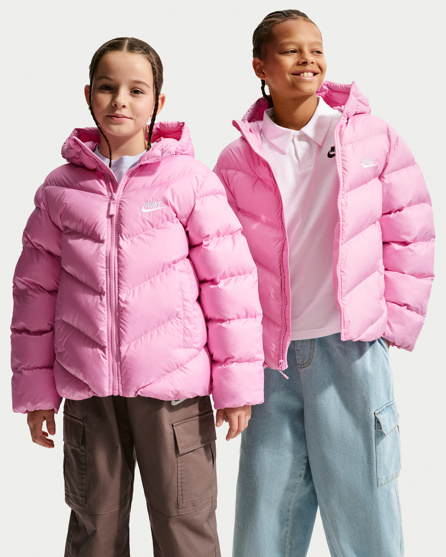 Nike Sportswear All Day Play Big Kids' Therma-FIT Loose-Fit Puffer Jacket - Pink Rise/White