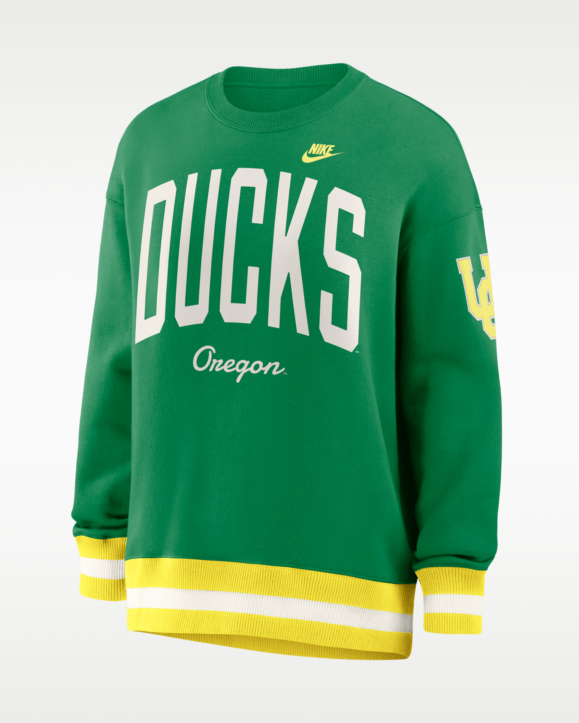 Oregon Legacy Women's Nike College Pullover Crew - Green/Yellow