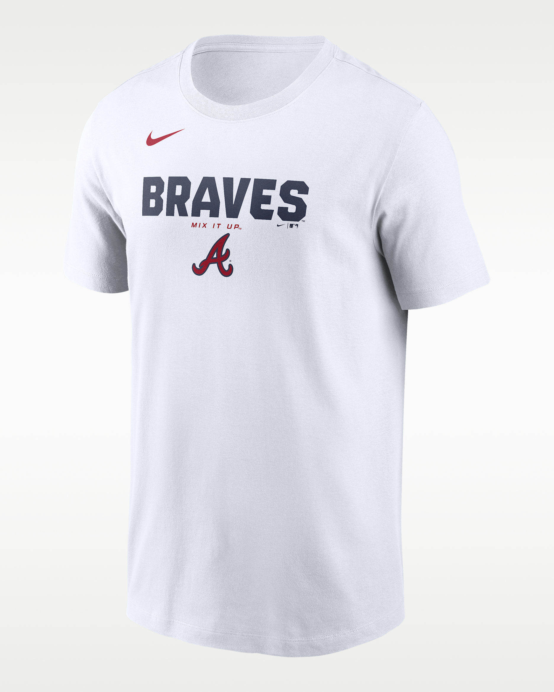 Playera Nike de la MLB para hombre Atlanta Braves Bold Team Name - Blanco
