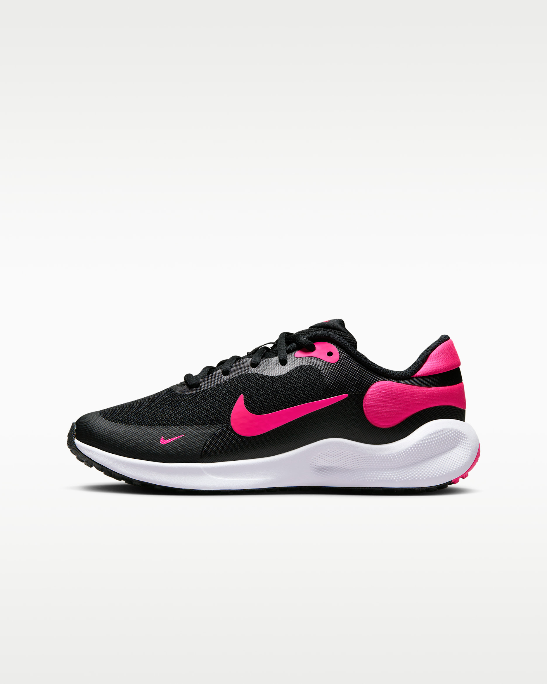 Nike Revolution 7 Big Kids' Road Running Shoes - Black/White/Hyper Pink