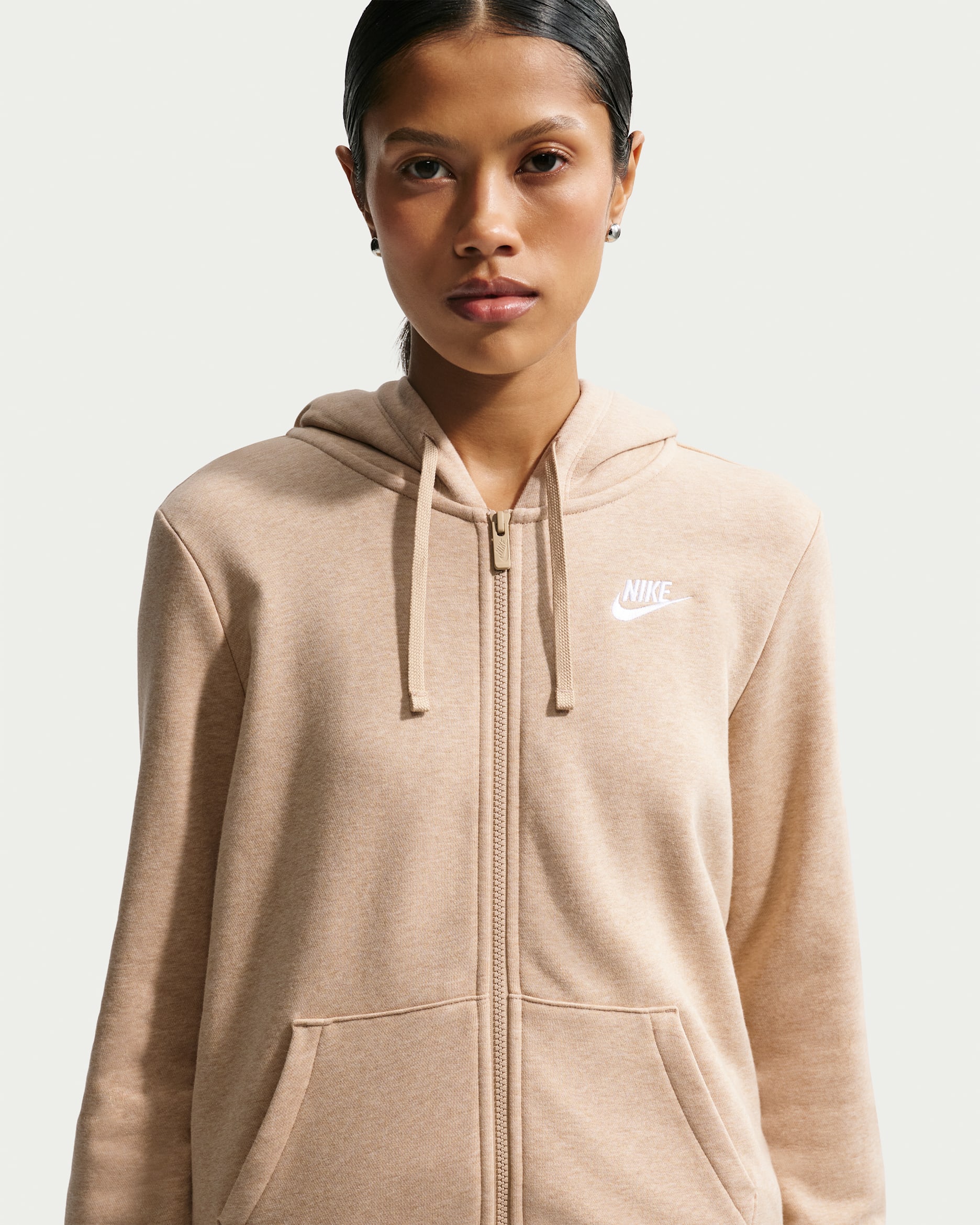 Nike Sportswear Club Fleece Women's Full-Zip Hoodie - Linen/Heather/White