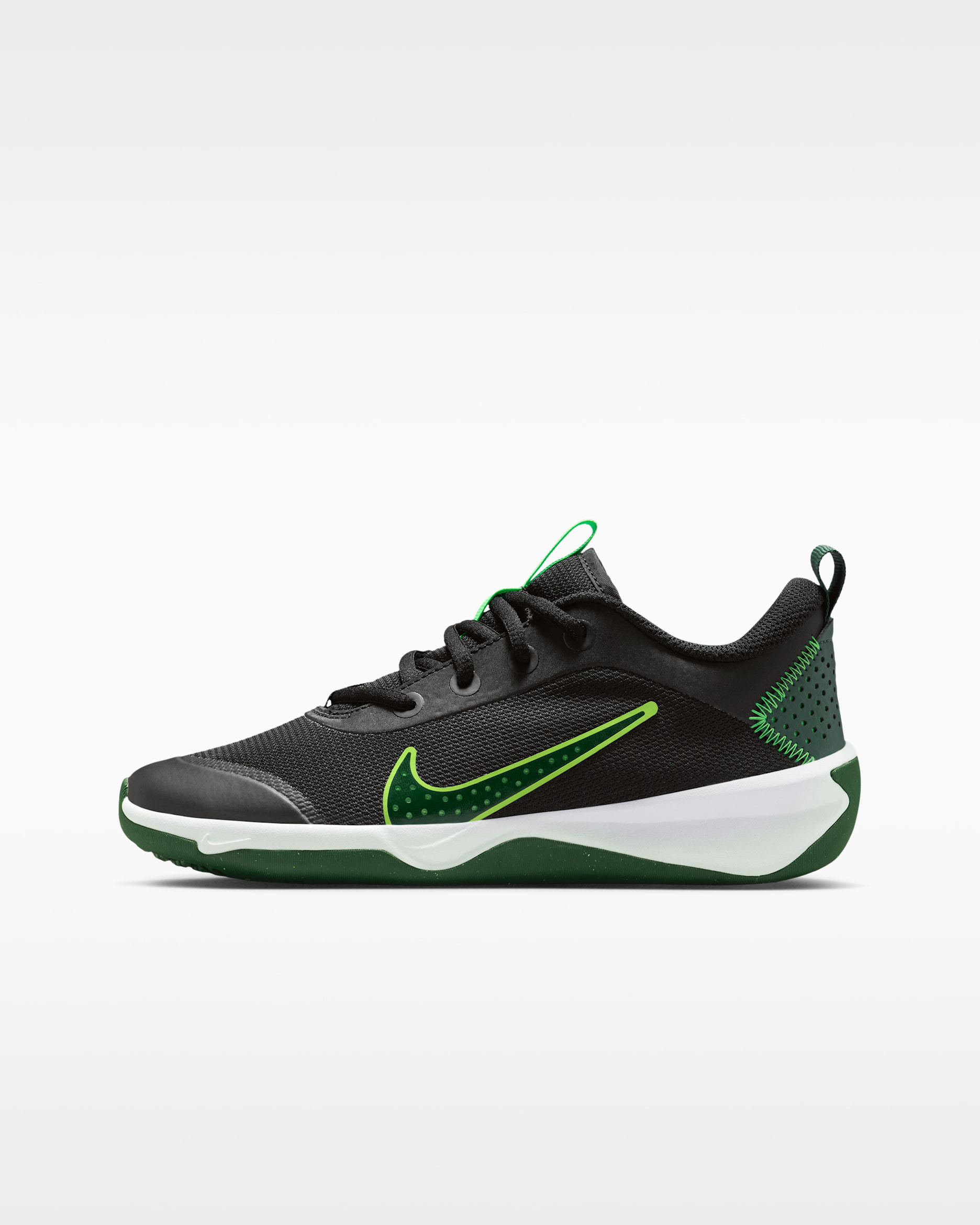 Nike Omni Multi-Court Big Kids' Indoor Court Shoes - Black/Green Strike/Fir