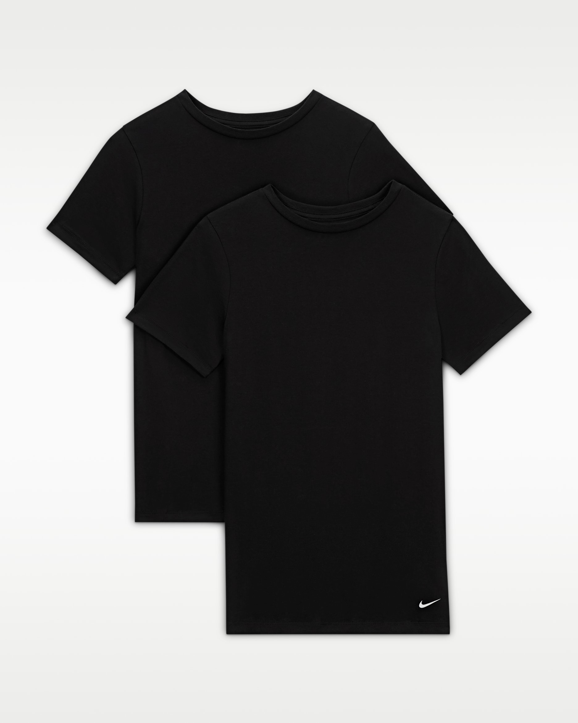 Camisetas interiores de cuello redondo para niños talla grande (paquete de 2) Nike - Negro