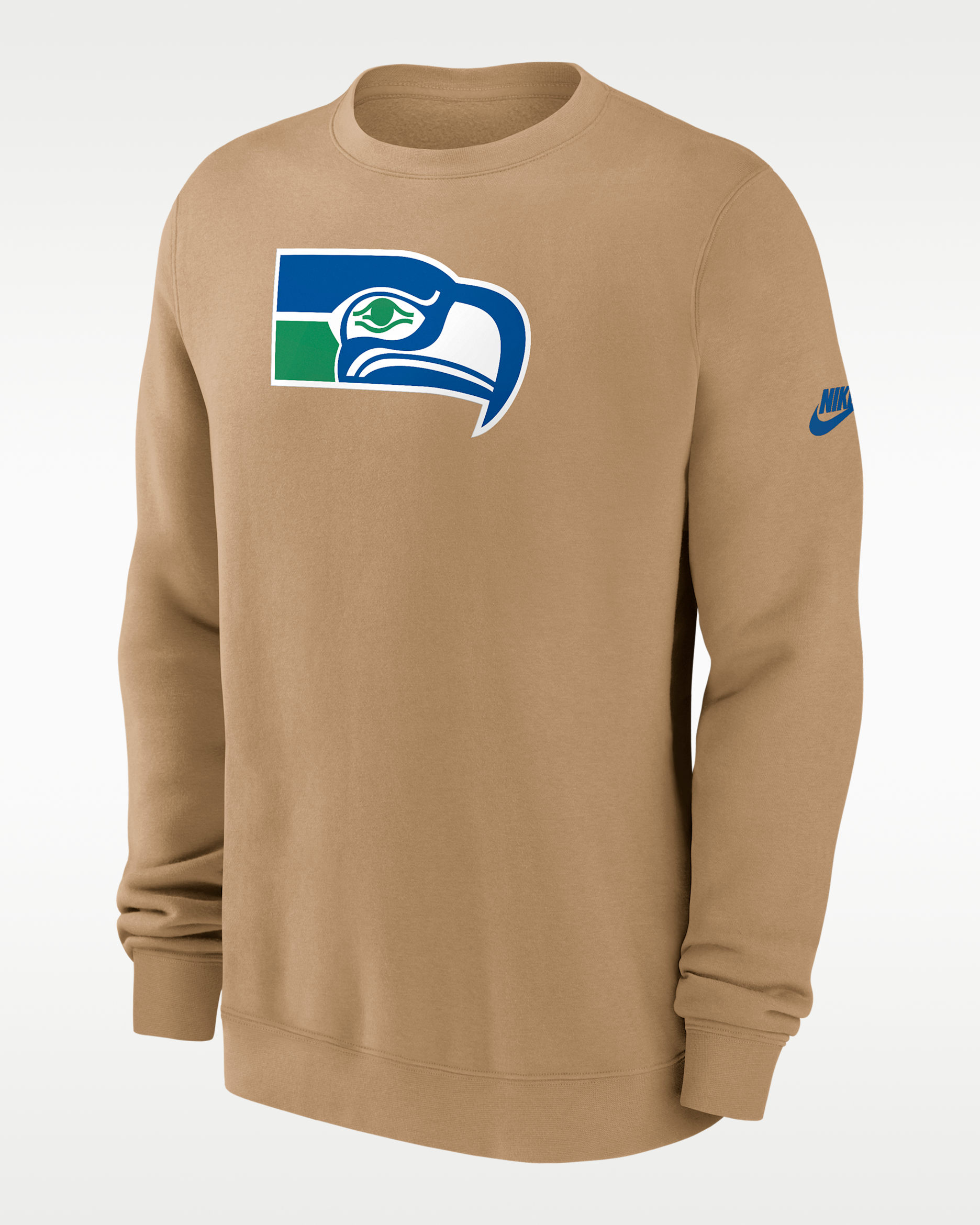 Seattle Seahawks Swing Pass Rewind Club Men's Nike NFL Pullover Crew - Tan/Beige