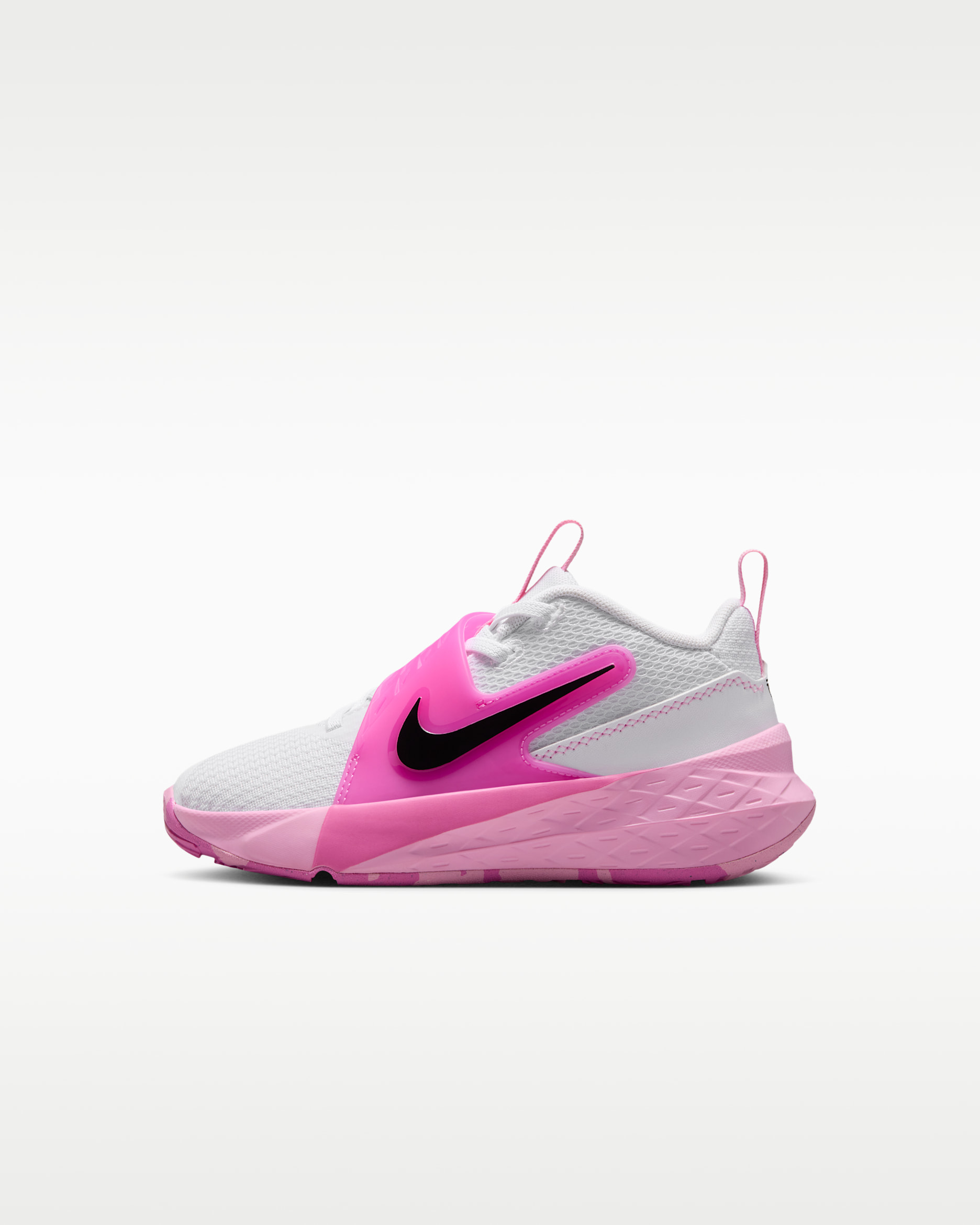 Nike Team Hustle D 12 Little Kids' Shoes - White/Pink Rise/Playful Pink/Black