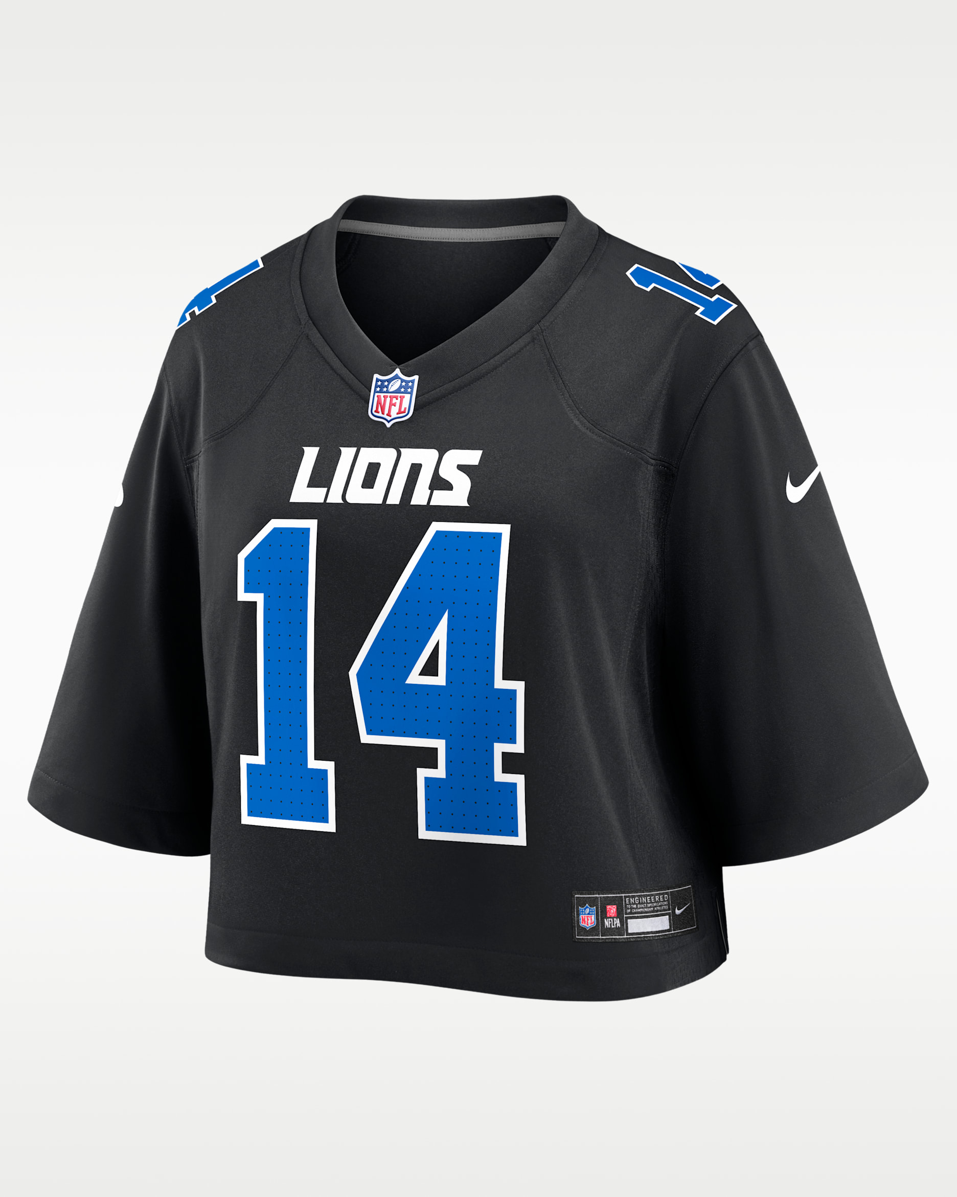 Amon-Ra St. Brown Detroit Lions Women's Nike NFL Cropped Tundra Game Jersey - Black