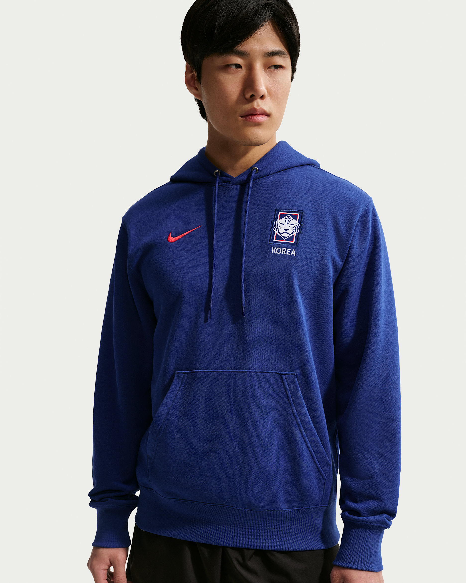 대한민국 클럽 남성 나이키 축구 프렌치 테리 풀오버 후디 - 글로벌 블루/글로벌 레드