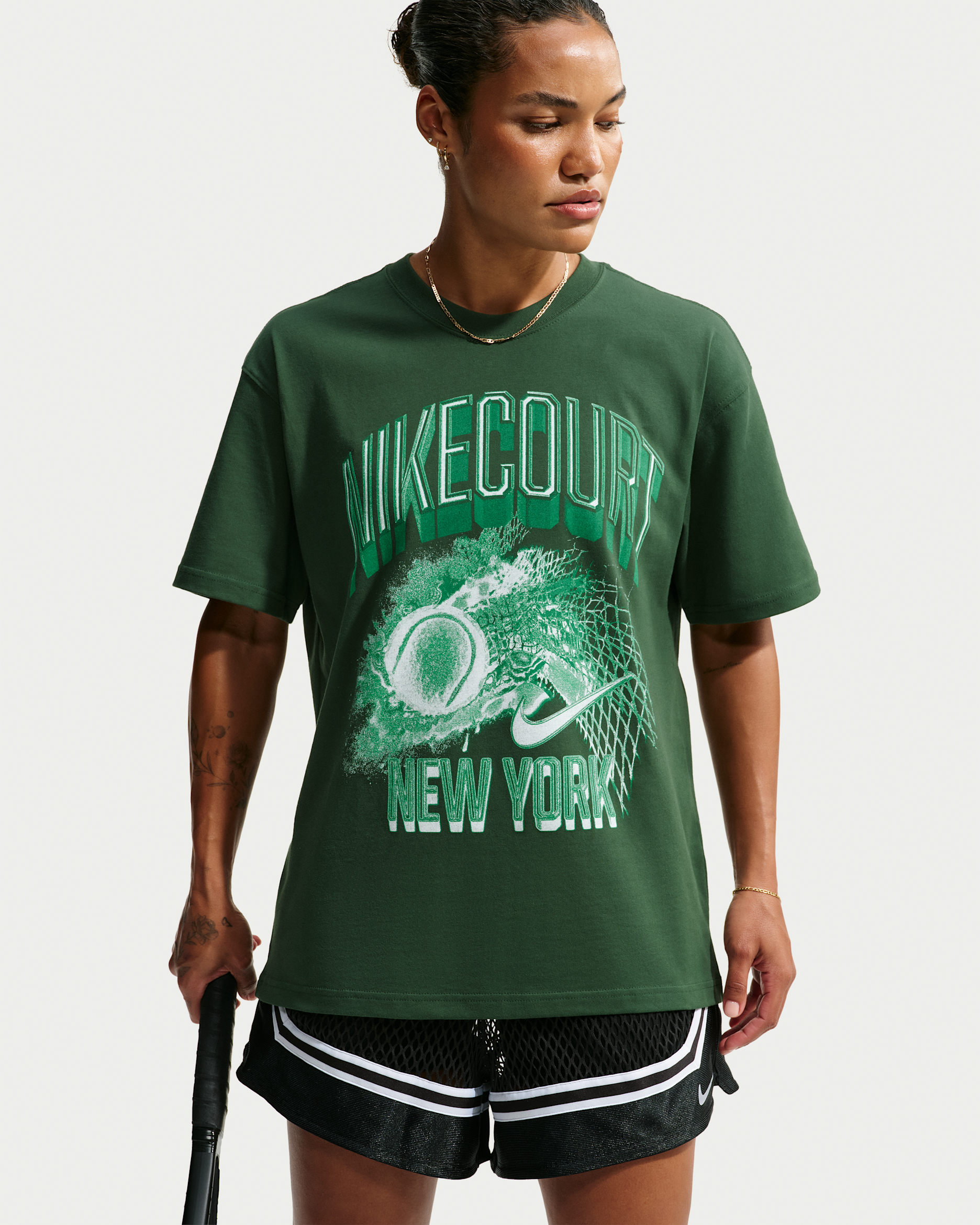 NikeCourt Slam Tennis T-Shirt - Fir
