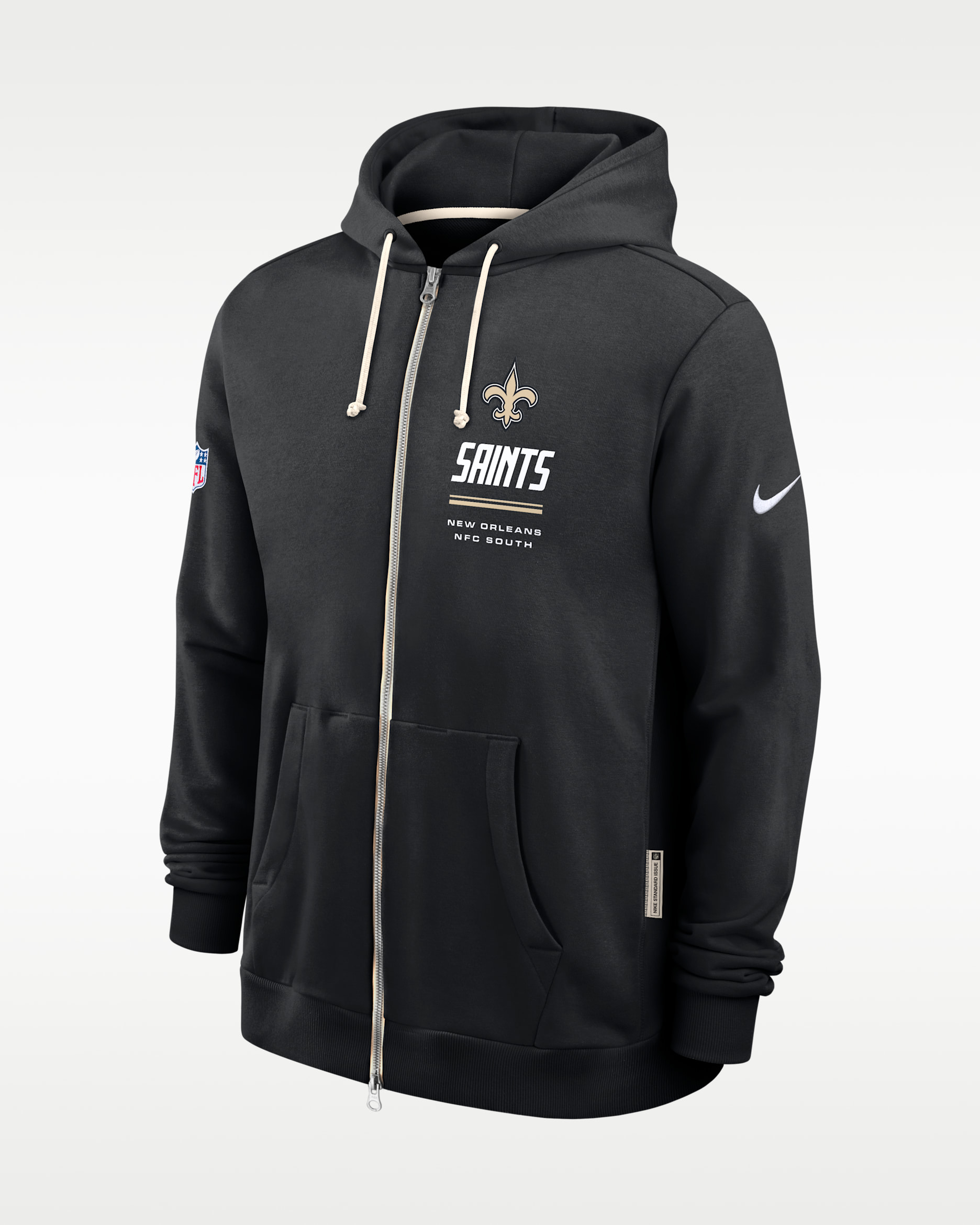New Orleans Saints Sideline Standard Issue Men's Nike Dri-FIT NFL Full-Zip Hoodie - Black