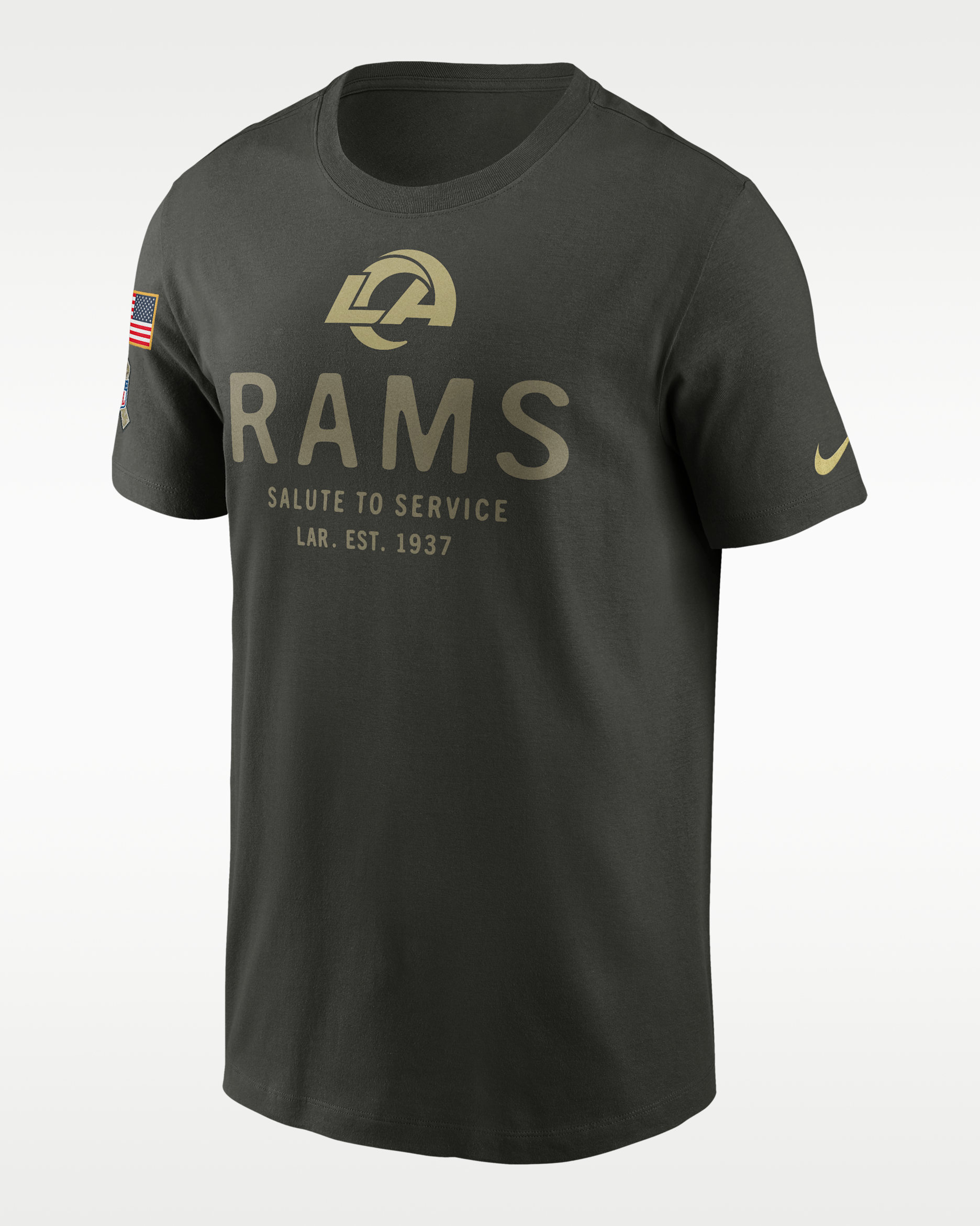 Los Angeles Rams Salute to Service Sideline Primary Edge Men's Nike Dri-FIT NFL T-Shirt - Sequoia