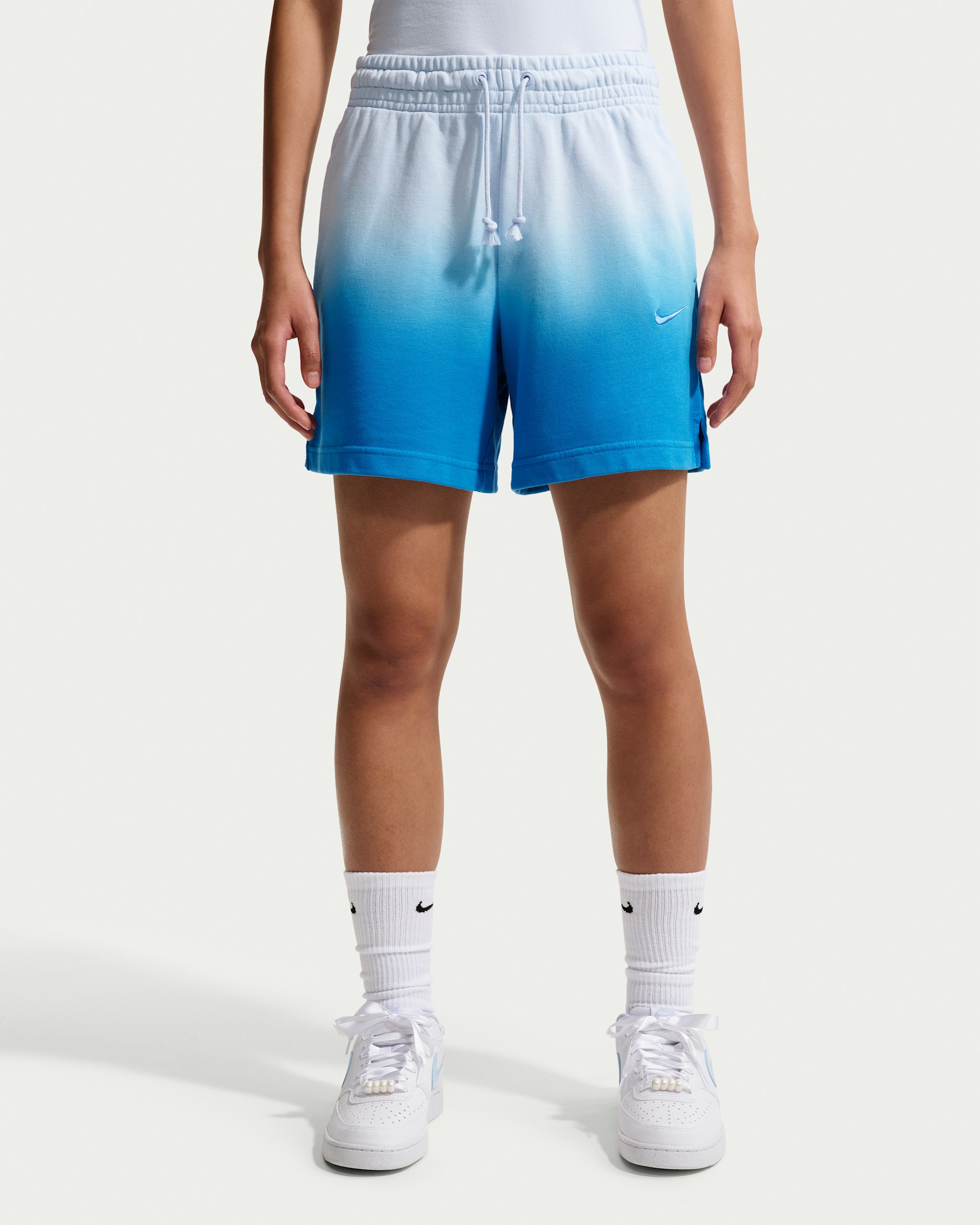 Nike Sportswear Phoenix Fleece Women's Mid-Rise Shorts - Hydrogen Blue/Light Photo Blue/Light Photo Blue