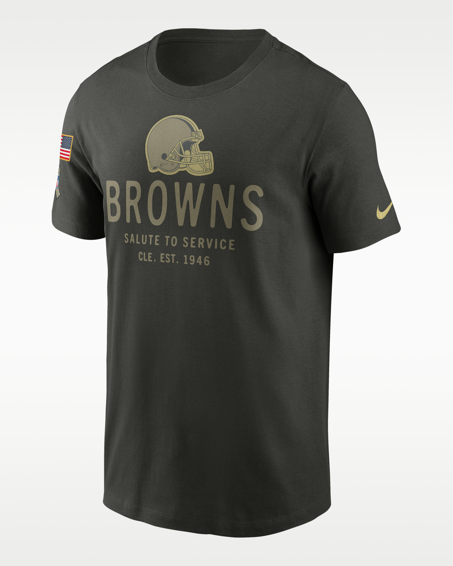Cleveland Browns Salute to Service Sideline Primary Edge Men's Nike Dri-FIT NFL T-Shirt - Forest Green