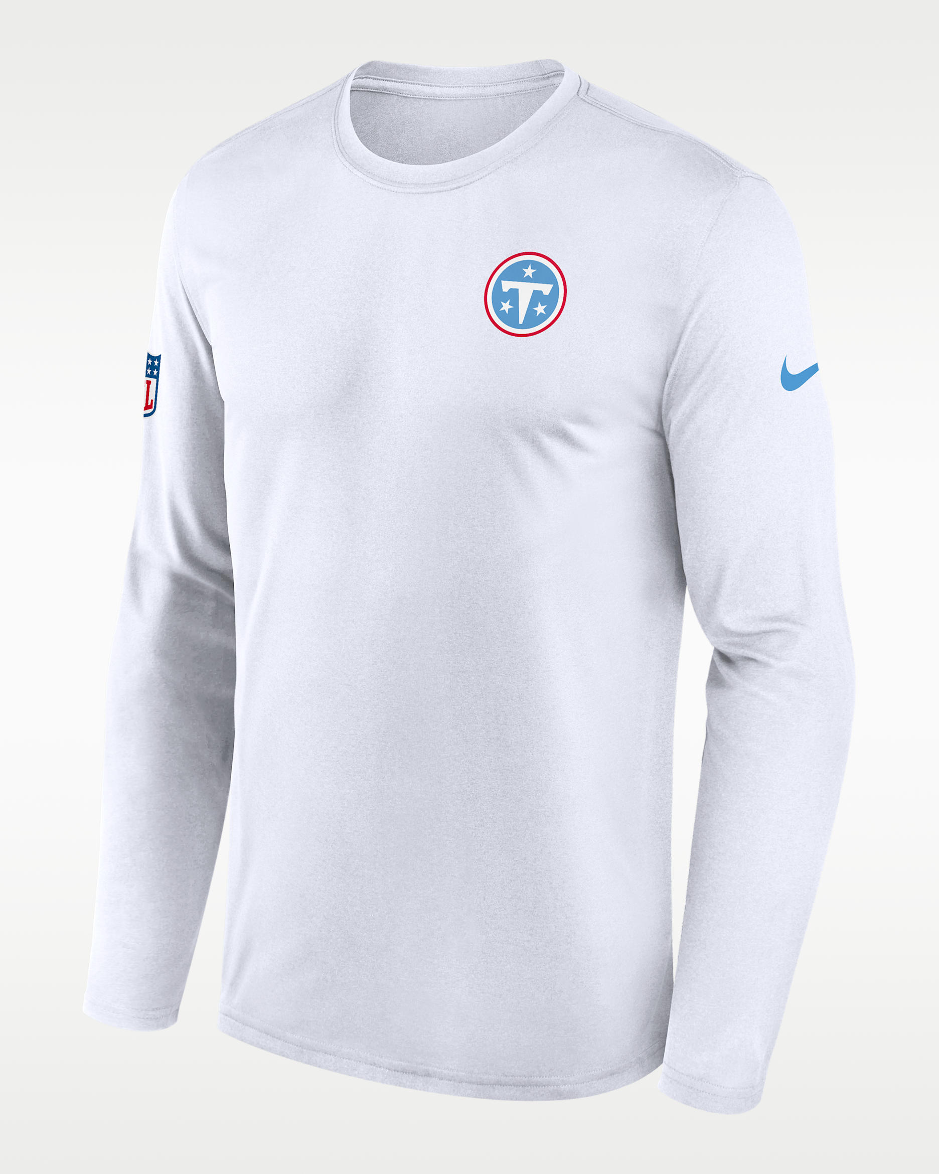 Playera de manga larga Nike Dri-FIT de la NFL para hombre Tennessee Titans Legend Small Logo - Blanco